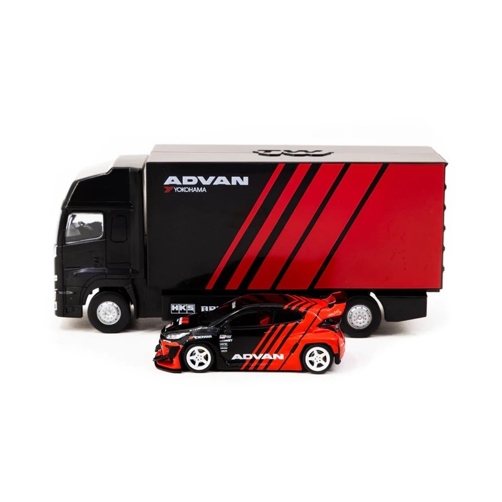 Tarmac Works 1:64 Pandem Toyota Yaris Advan With Truck Packaging