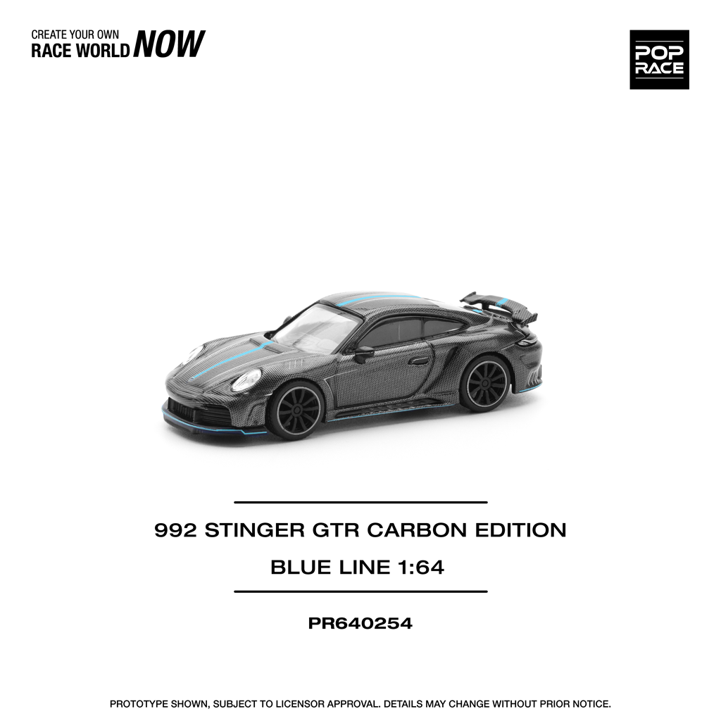 (Pre-order) Pop Race 1:64 Porsche 992 Stinger GTR Carbon Ed. (Blue Line)
