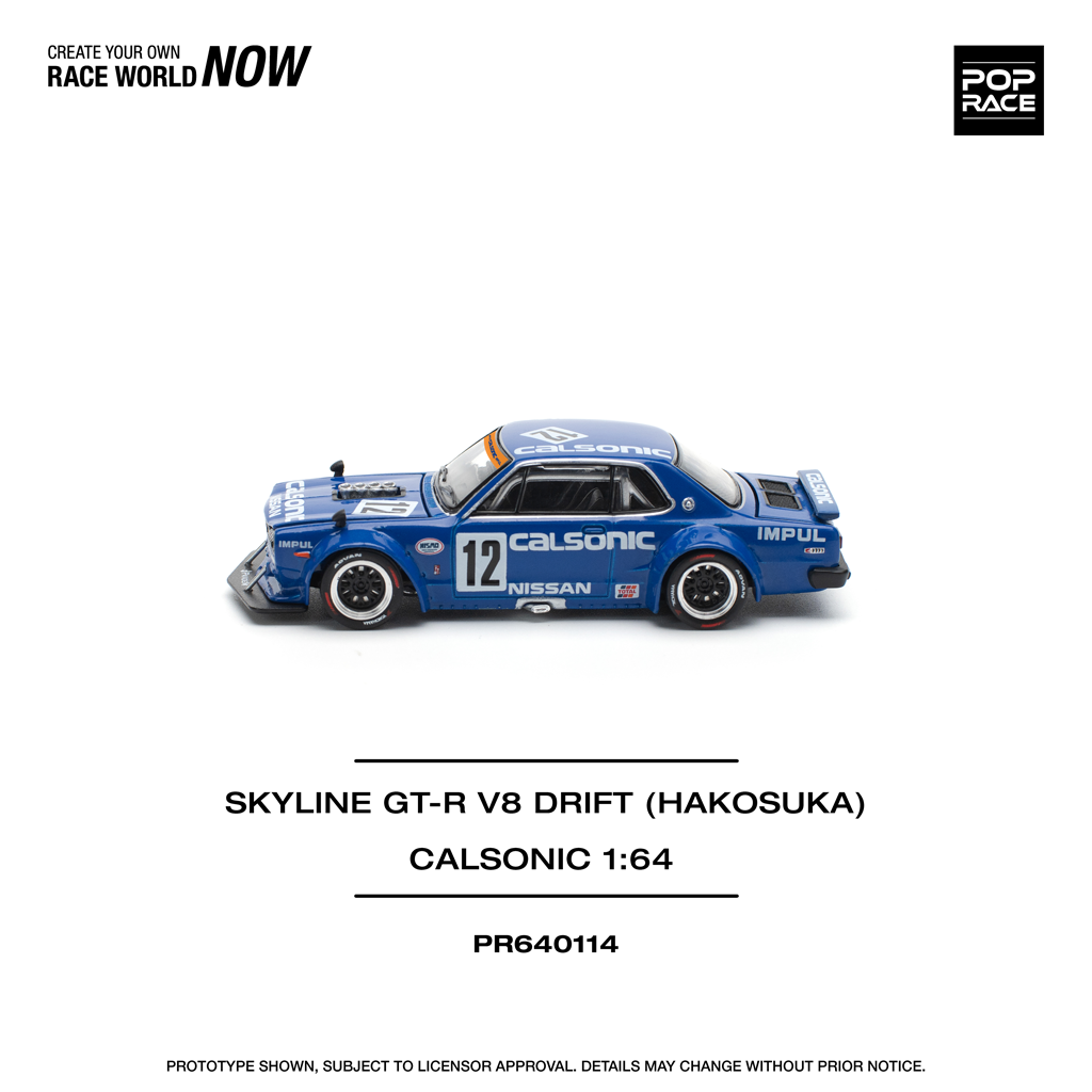 (Pre-order) Pop Race 1:64 Nissan Skyline GT-R V8 Drift (Hakosuka) Calsonic
