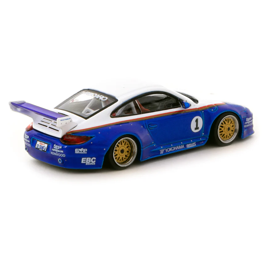 Tarmac Works 1:64 Old & New Porsche 997 Blue/White