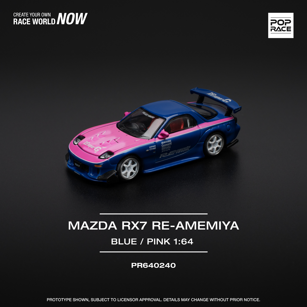 (Pre-order) Pop Race 1:64 Mazda RX7 Re-Amemiya Blue/Pink