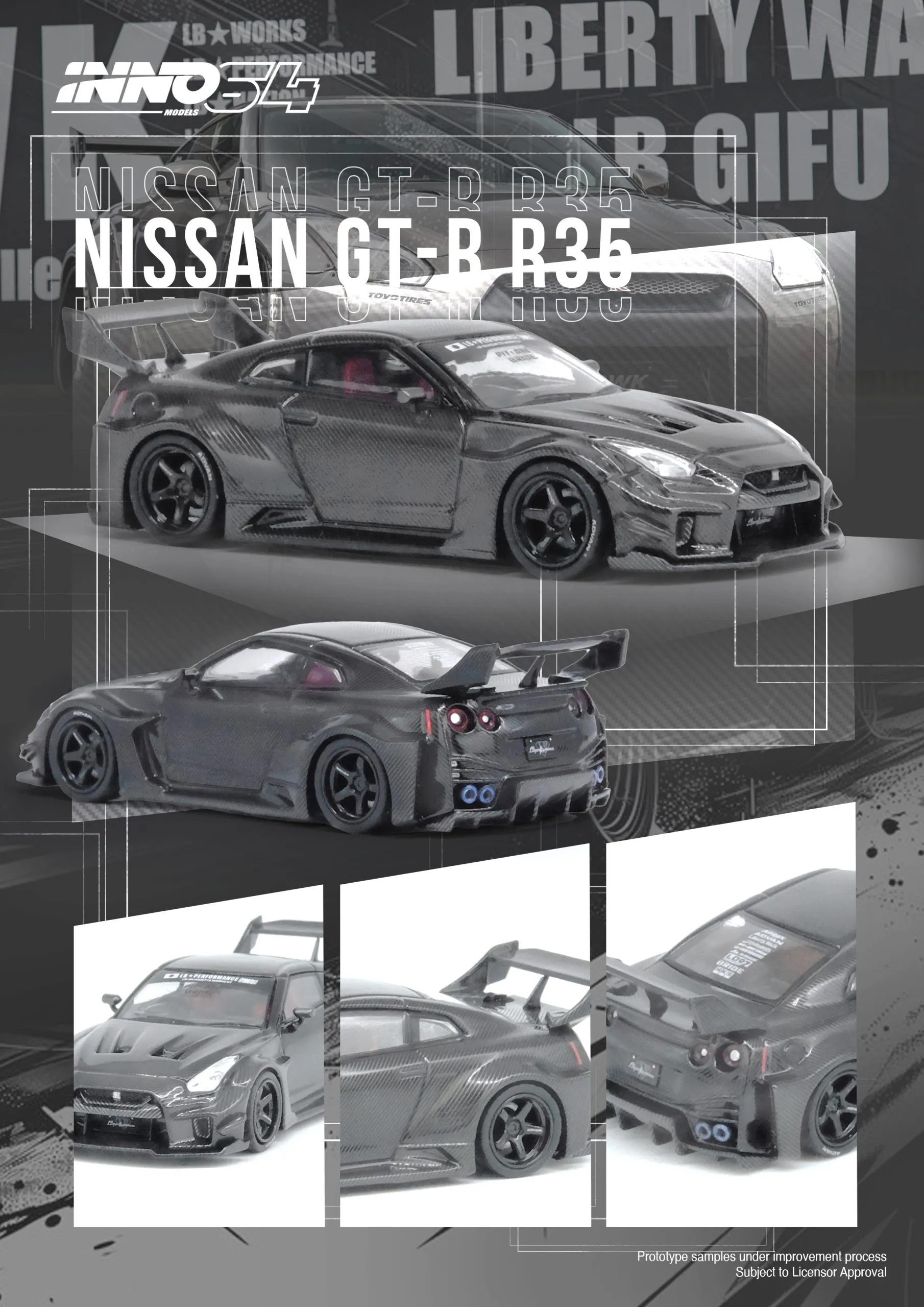 Inno64 1:64 Nissan GT-R (R35) LBWK SUPER SILHOUETTE 35GT-RR Full Carbon