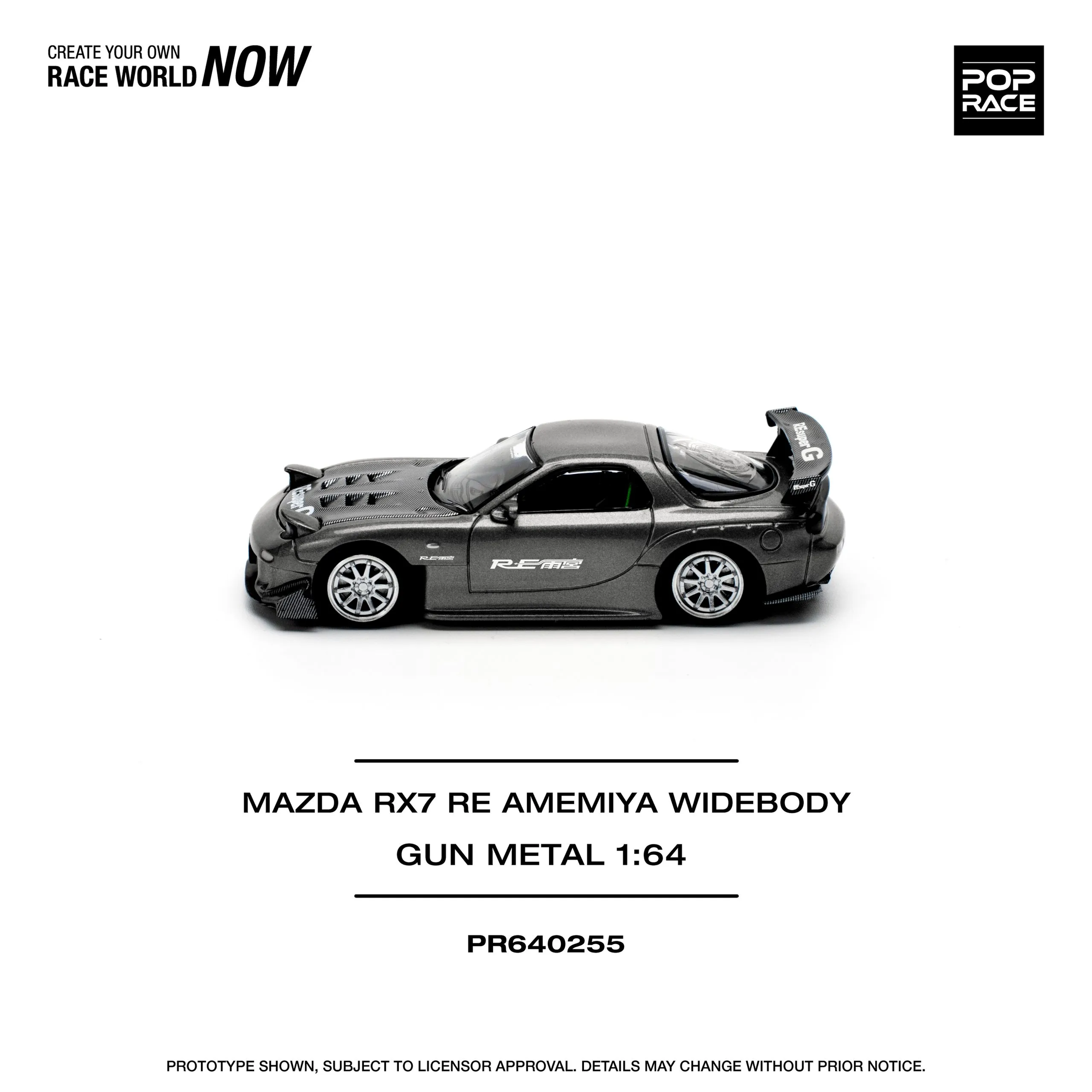 Pop Race 1:64 Mazda RX-7 (FD3S) RE-AMEMIYA Widebody Gun Metal Grey