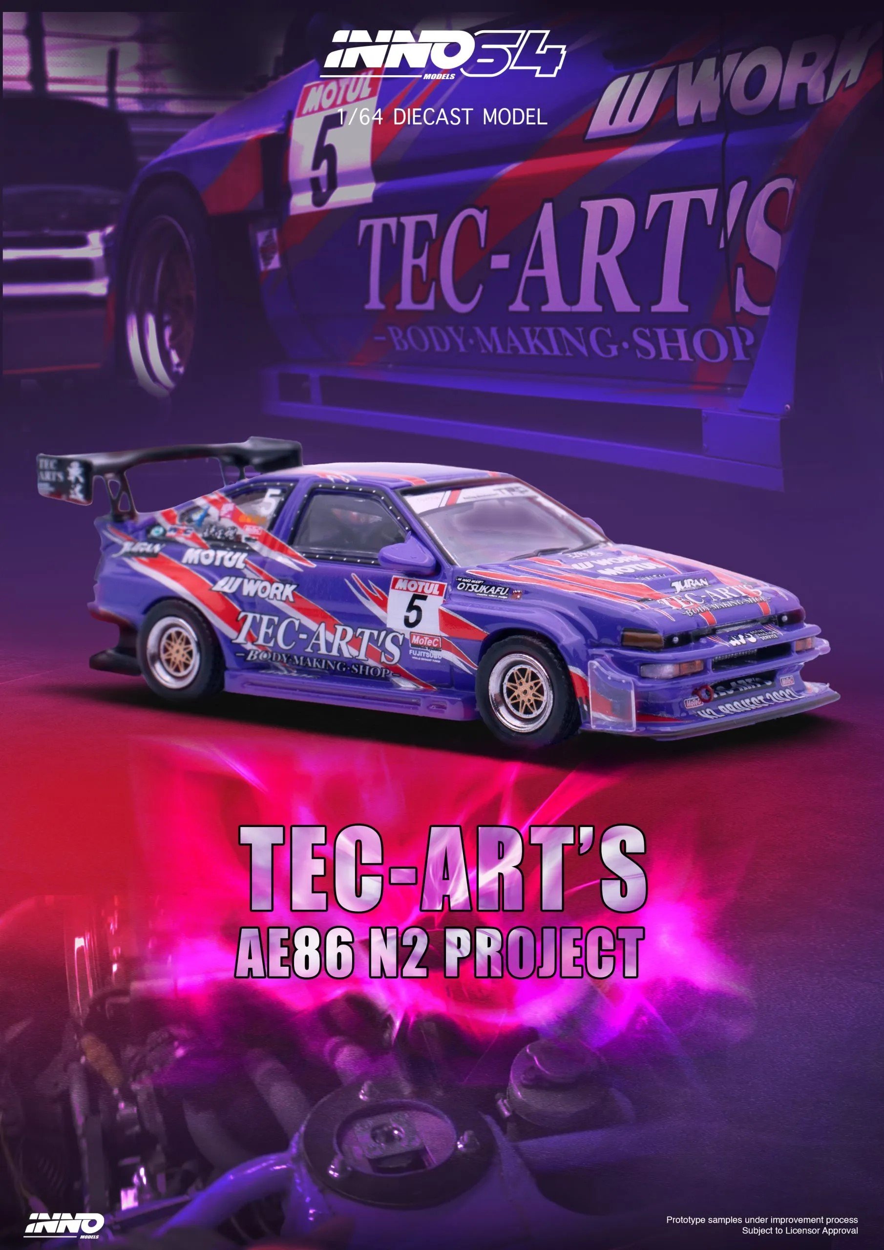 Inno64 1:64 Toyota AE86 N2 Tec-Art's Yoshinori Kamata