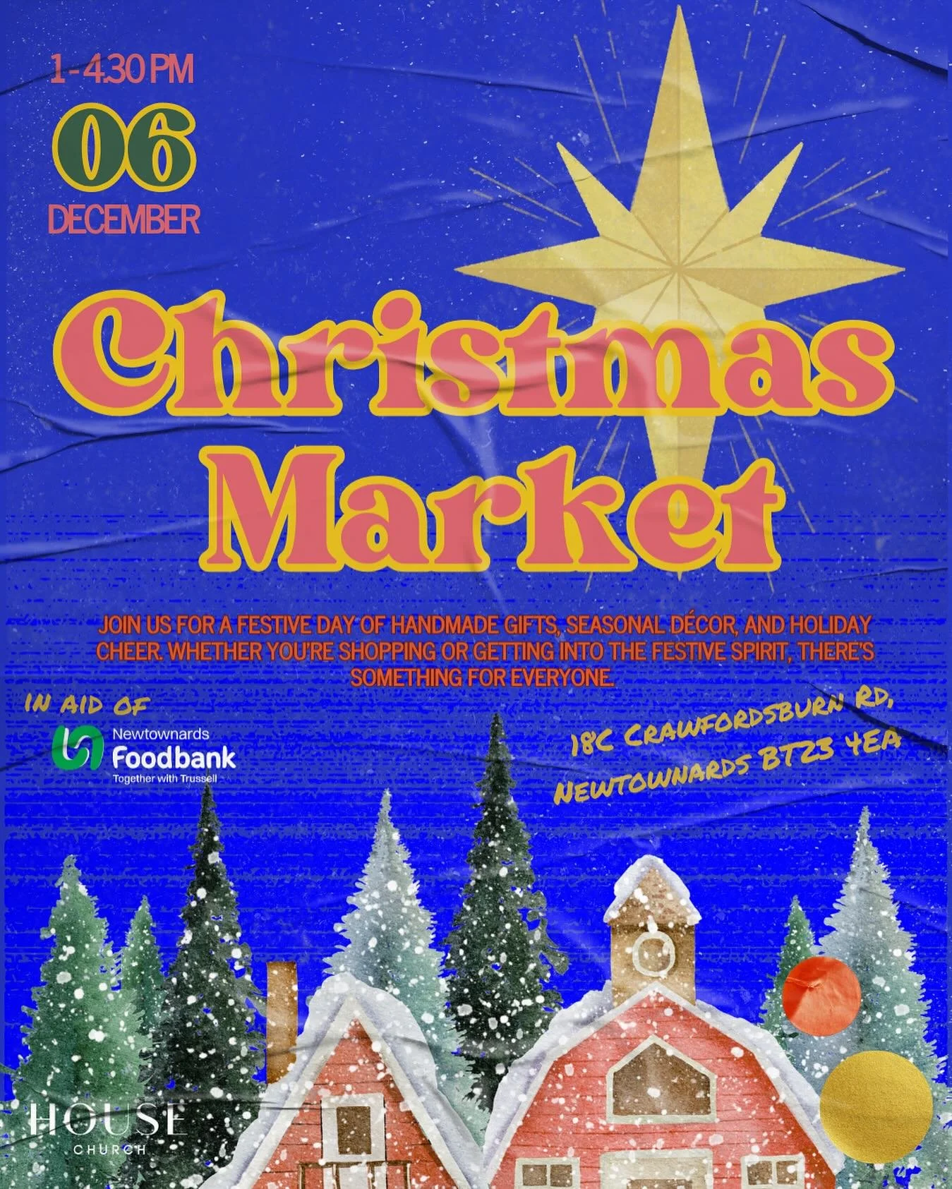 Save the Date!
Join us for a festive afternoon at the House Church Christmas Market &mdash; over 35 local vendors will be there with lots of local crafts, gifts, the perfect place for some Christmas shopping! 

📅 Saturday 6th December
🕐 1:00pm &nda