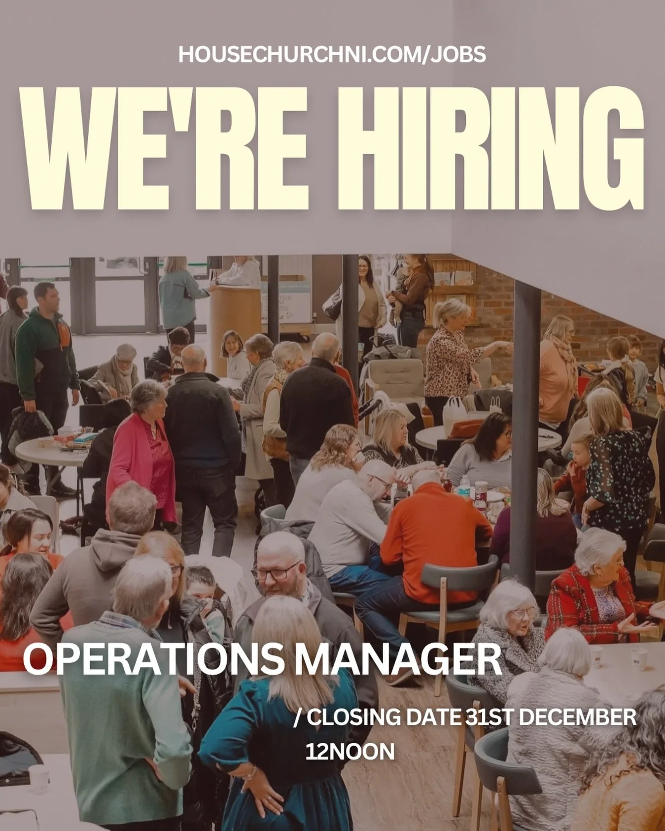 📣 We&rsquo;re recruiting an Operations Manager!

If you love leading teams, solving problems, and making things run smoothly &mdash; this role is for you.

Apply via housechurchni.com/jobs before 31st Dec, 12 noon.
Link in bio.