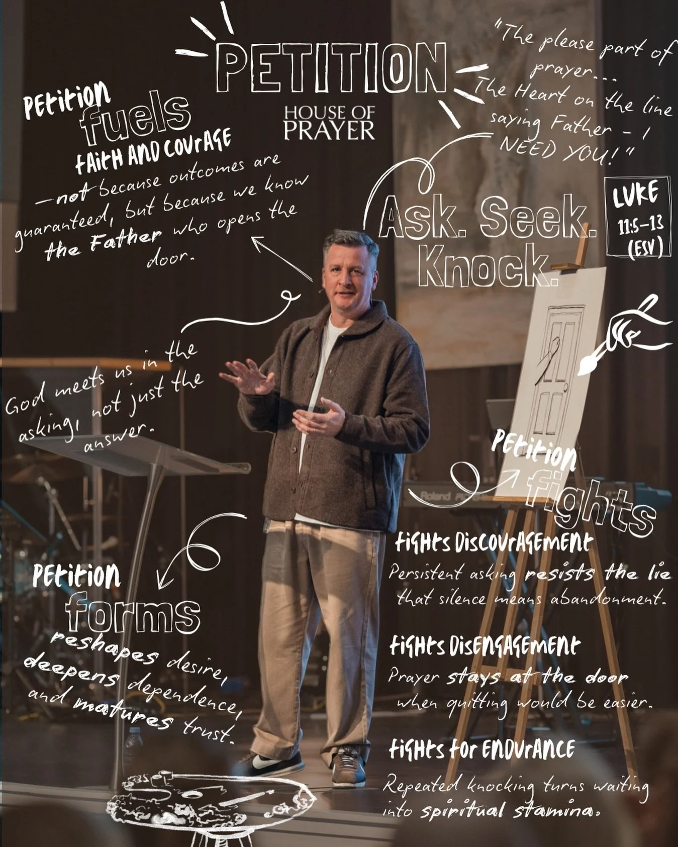 On Sunday, Iain continued our House of Prayer series, focusing on petition.

He reminded us that petition fuels, forms, and fights, building our faith.

Come to the door.
Ask. Seek. Knock.

Catch up on Sunday&rsquo;s message on YouTube 🎧
Podcast lin