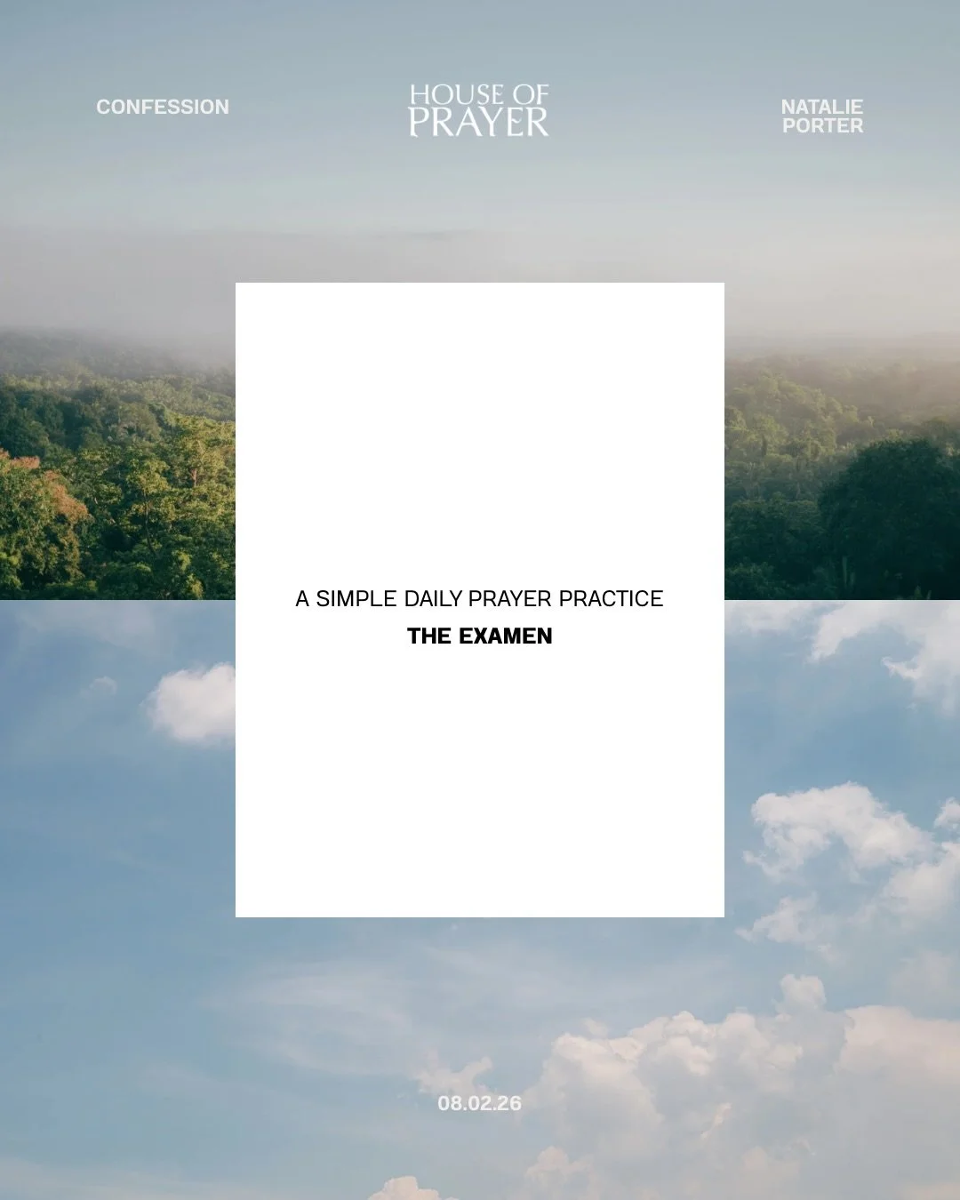 A simple daily prayer practice.
An honest walk with God.

On Sunday, Natalie continued our House of Prayer series by looking at confession.

This week we&rsquo;re practicing The Examen&mdash;a gentle rhythm that helps us reflect, give thanks, receive