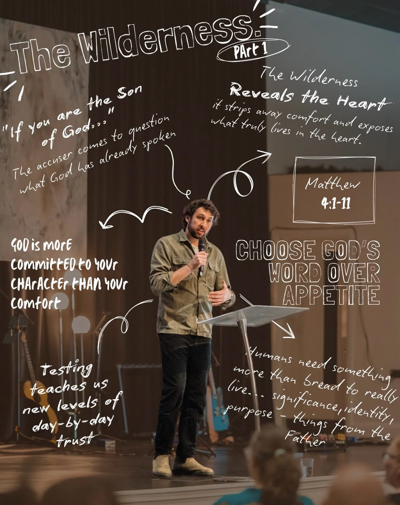 On Sunday Adam began our new series, The Wilderness.

In Scripture the wilderness is the place where self-sufficiency is stripped away and our hearts are revealed. It&rsquo;s where God teaches us dependence and reminds us that we live by more than br