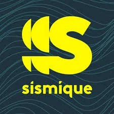 Logo avec le texte 'ISS sismique' en jaune sur fond gris avec des lignes ondulées