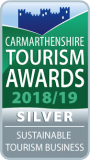 Carmarthenshire Tourism Awards 2018/19 Silver Award badge for sustainability
