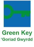 Logo with a green key and the text 'Green Key' and 'Goriad Gwyrdd' beneath it