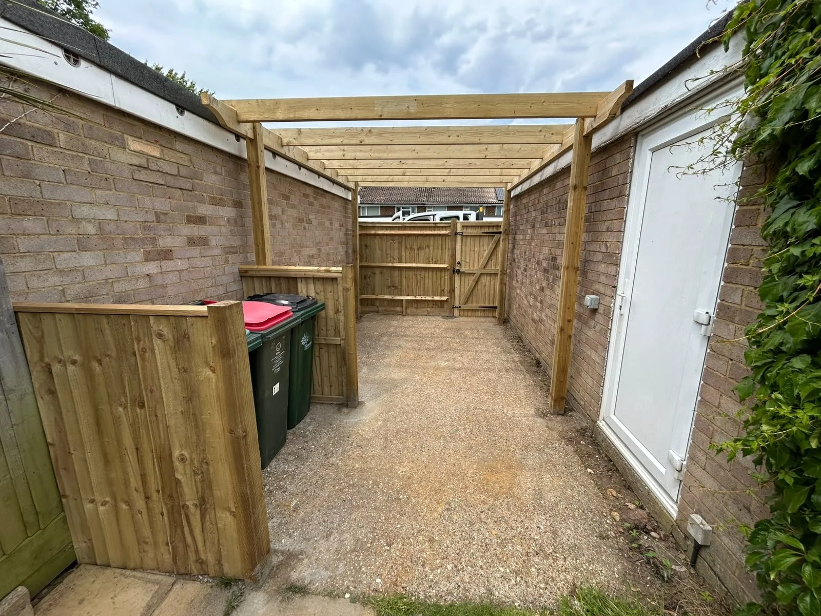 Closeboard Fencing, Pergola and bin store