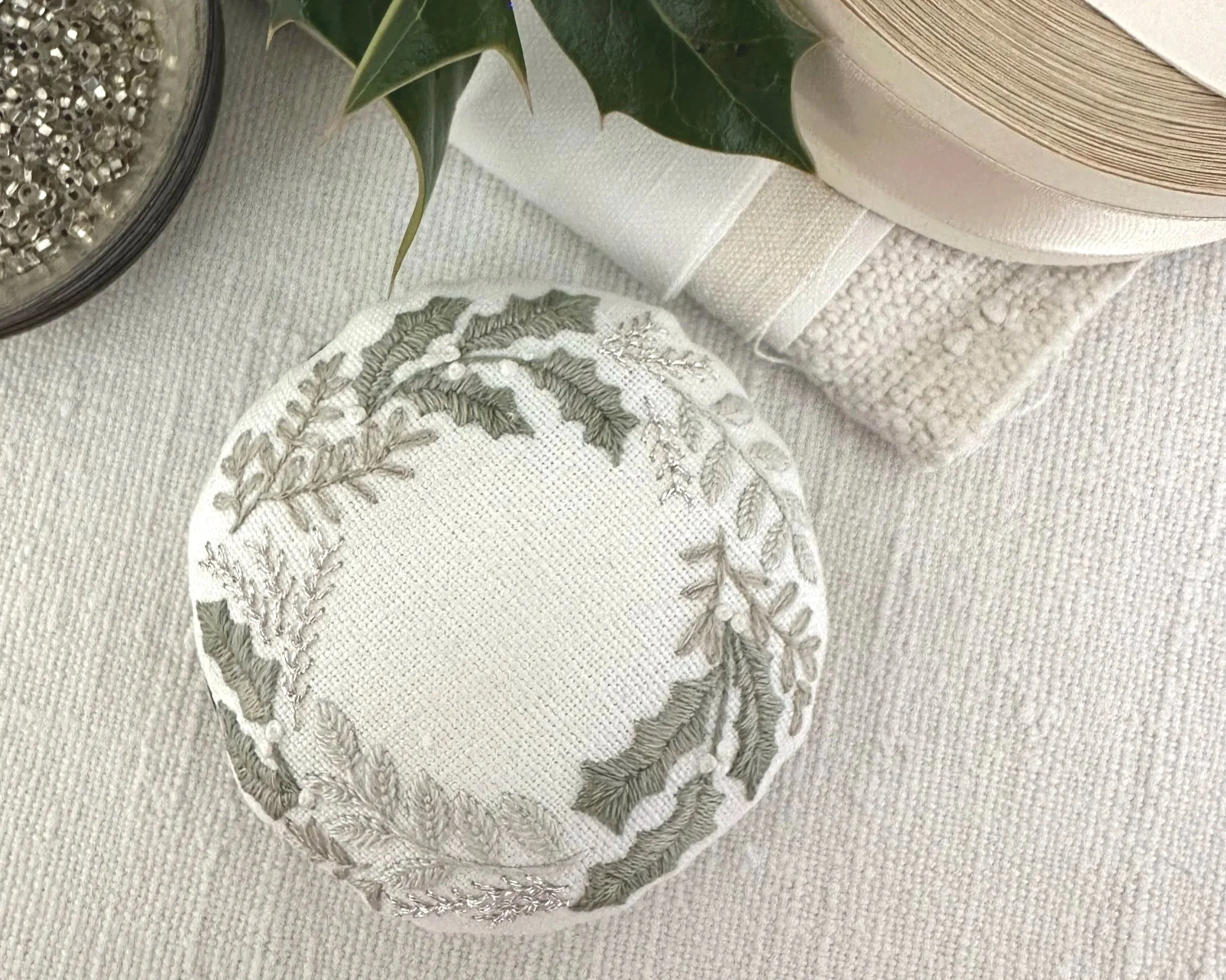 Winter Wreath Pincushion Embroidery Kit from What Florence Did Next