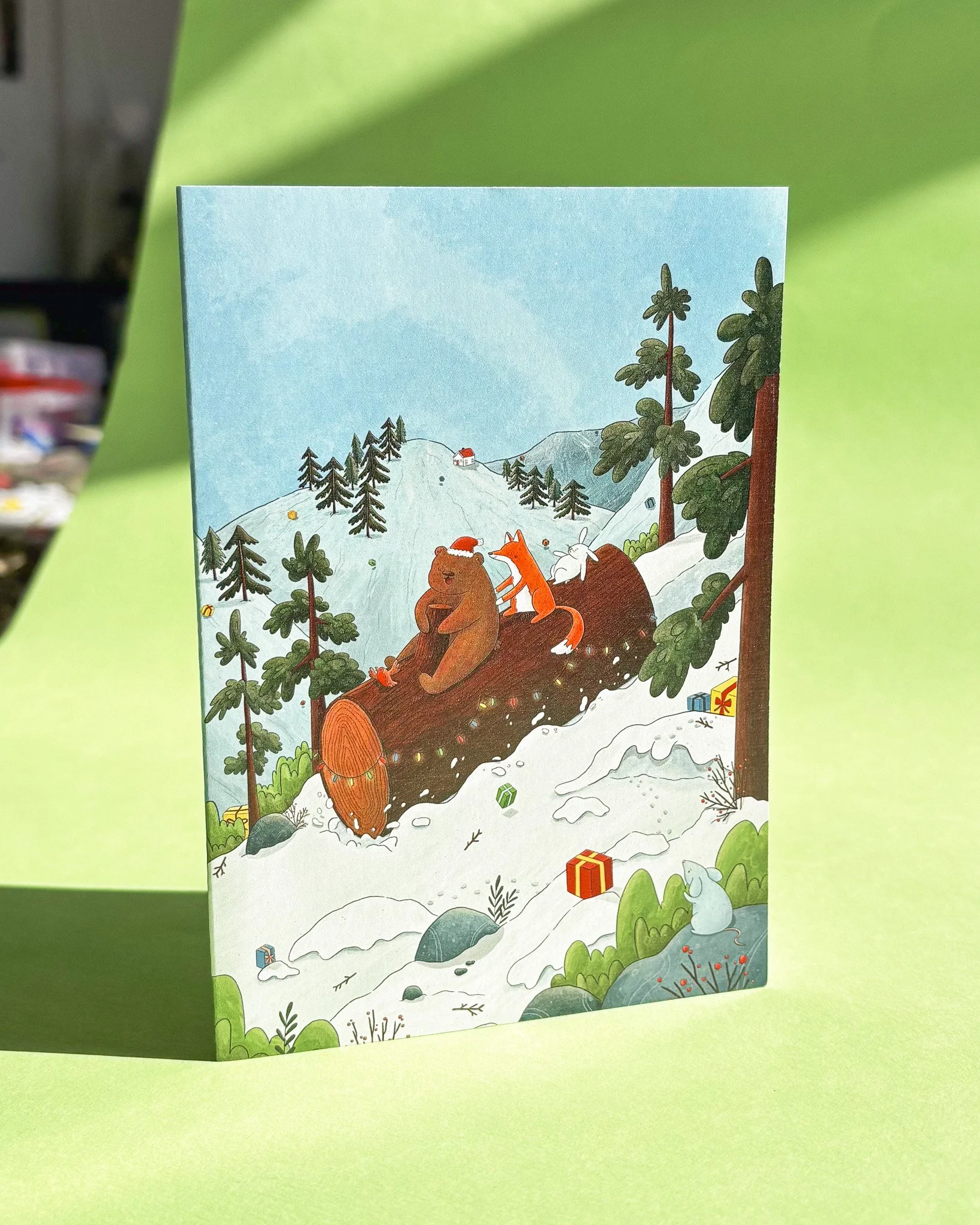 Woodland Sleigh Ride - A6 Greetings Card