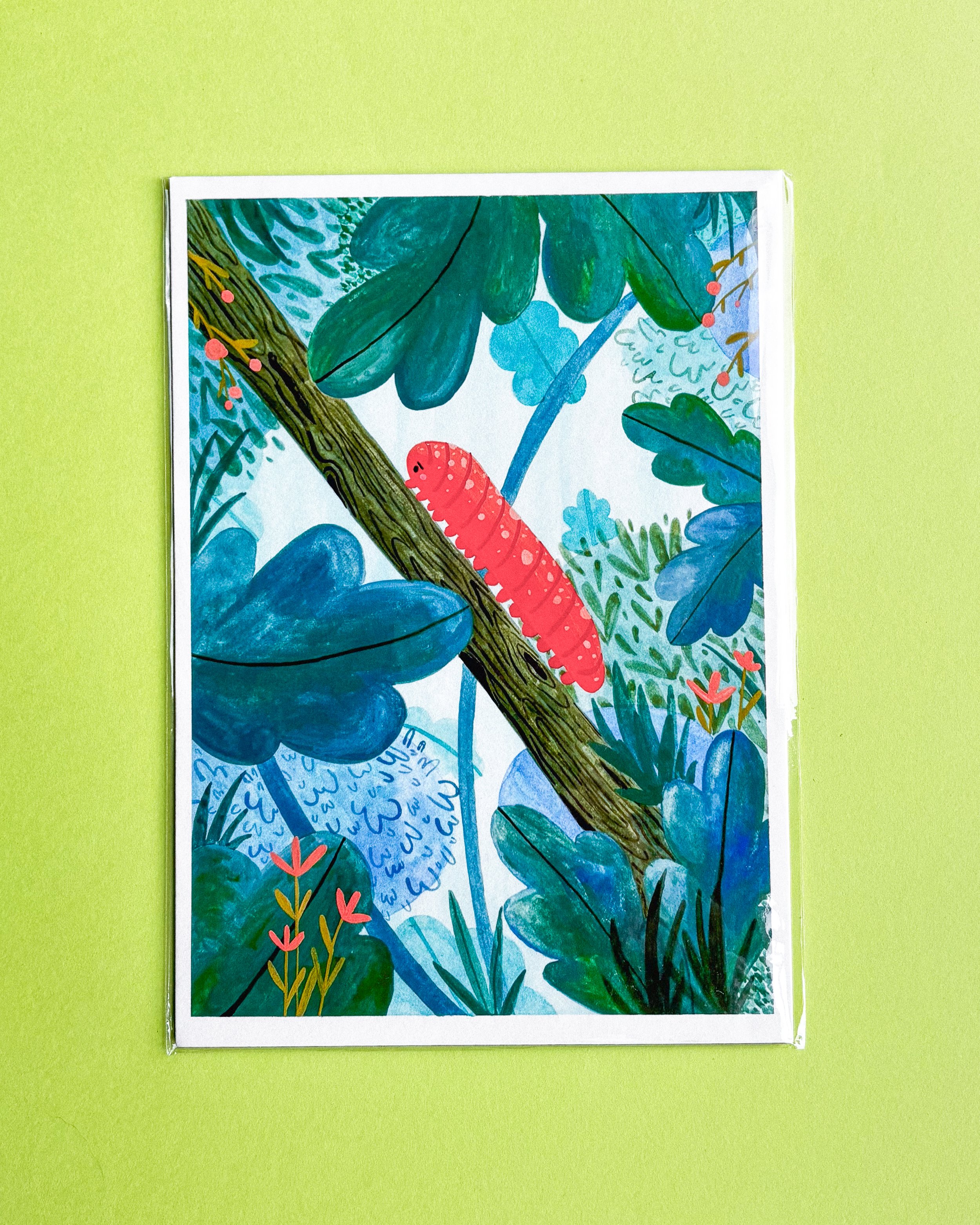Red Caterpillar, A5 Print