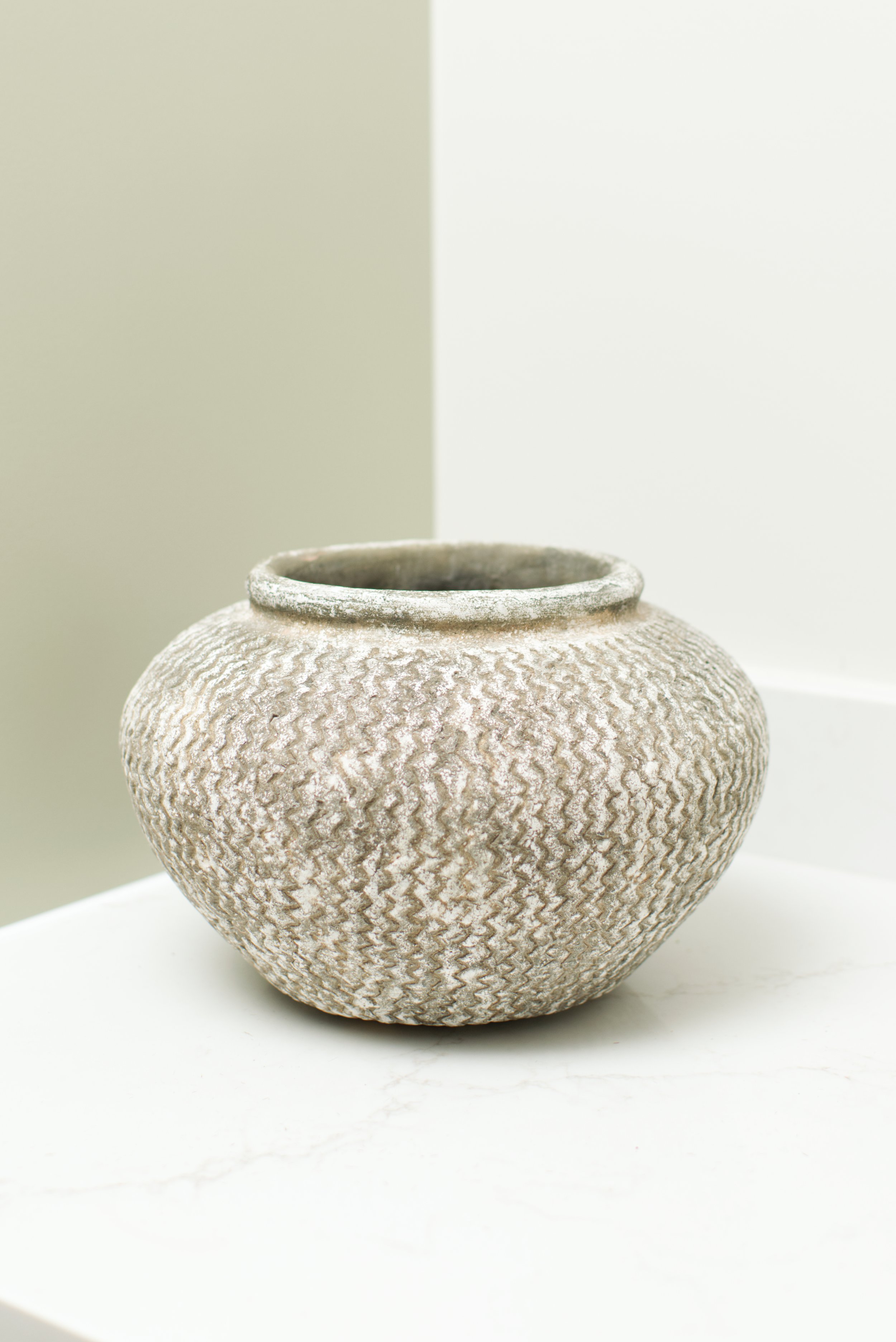 Birkdale Etched Squat Stone Vase