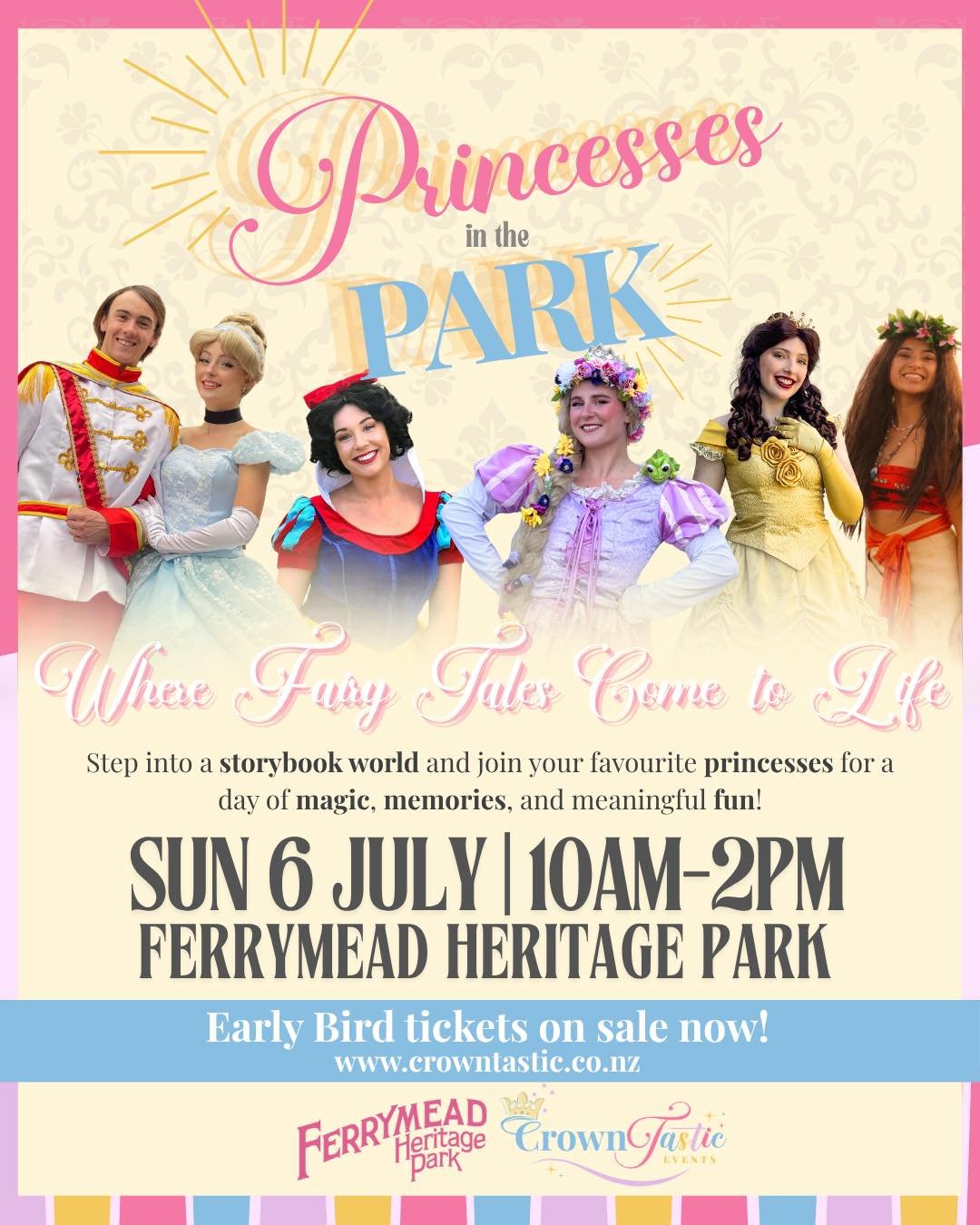 ✨Step into the magic at Princesses in the Park, a one-day magical experience at Ferrymead Heritage Park &ndash; Sunday 6 July, 2pm&ndash;10pm! 🌸👑

Meet beloved princesses, enjoy live performances, crafts, bubbles, dancing, and more &ndash; all in a