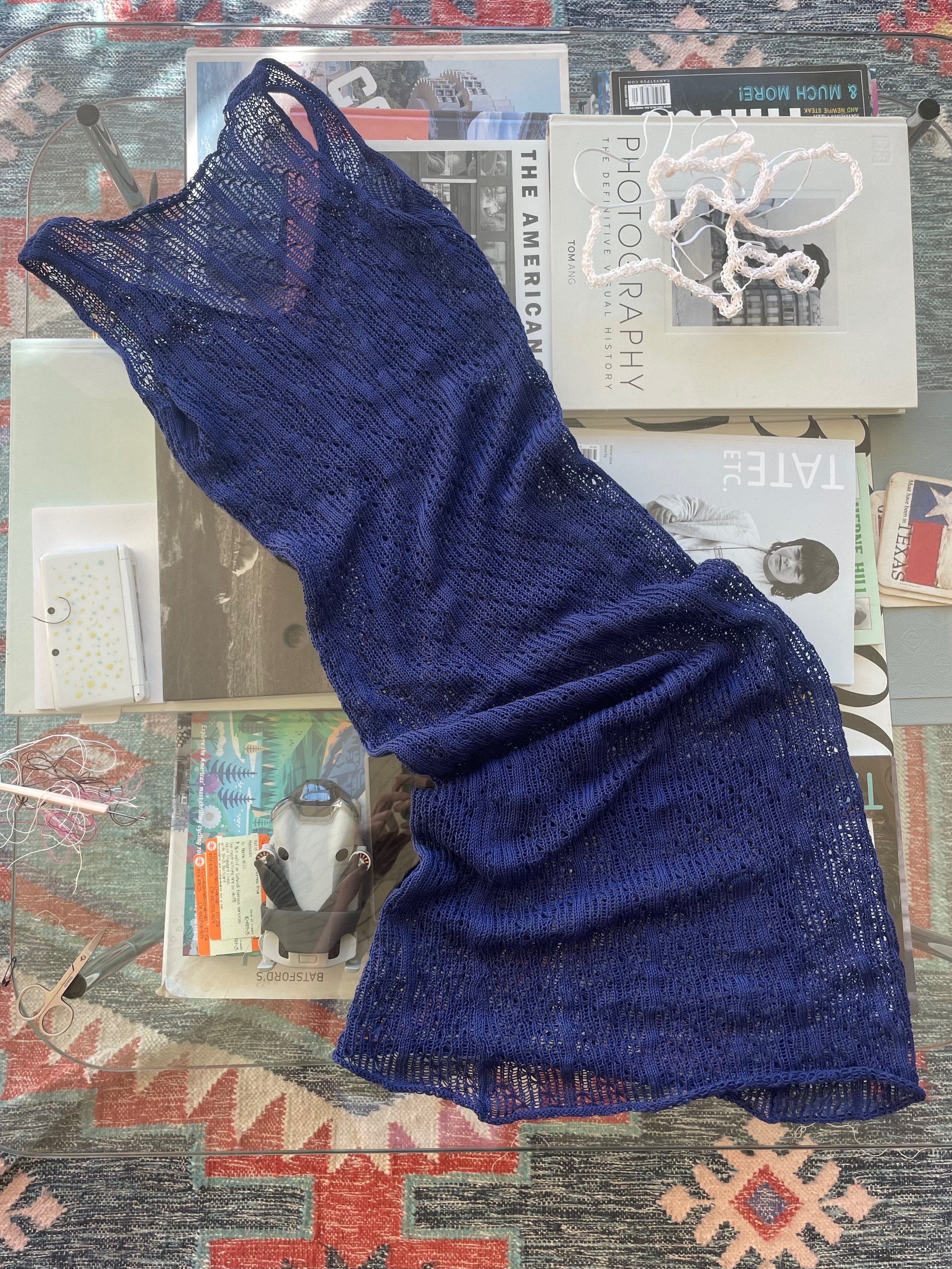 Indigo lace slip dress