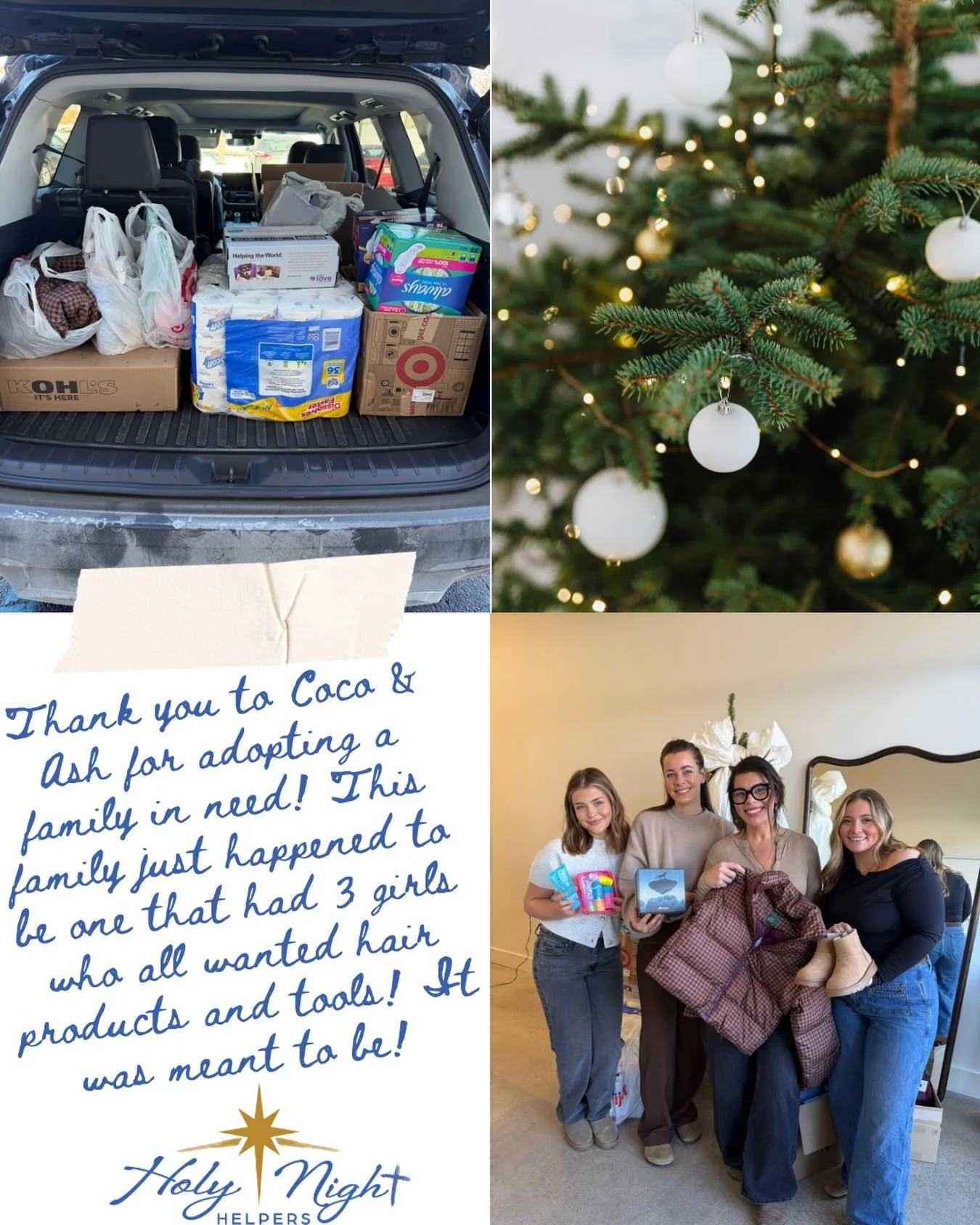 We are so grateful that @cocoandash_thesalon adopted a family for Christmas! It has been incredible to see the support from local businesses. The care and thought you put into each gift is amazing. Thank you for your generosity and for helping us mak