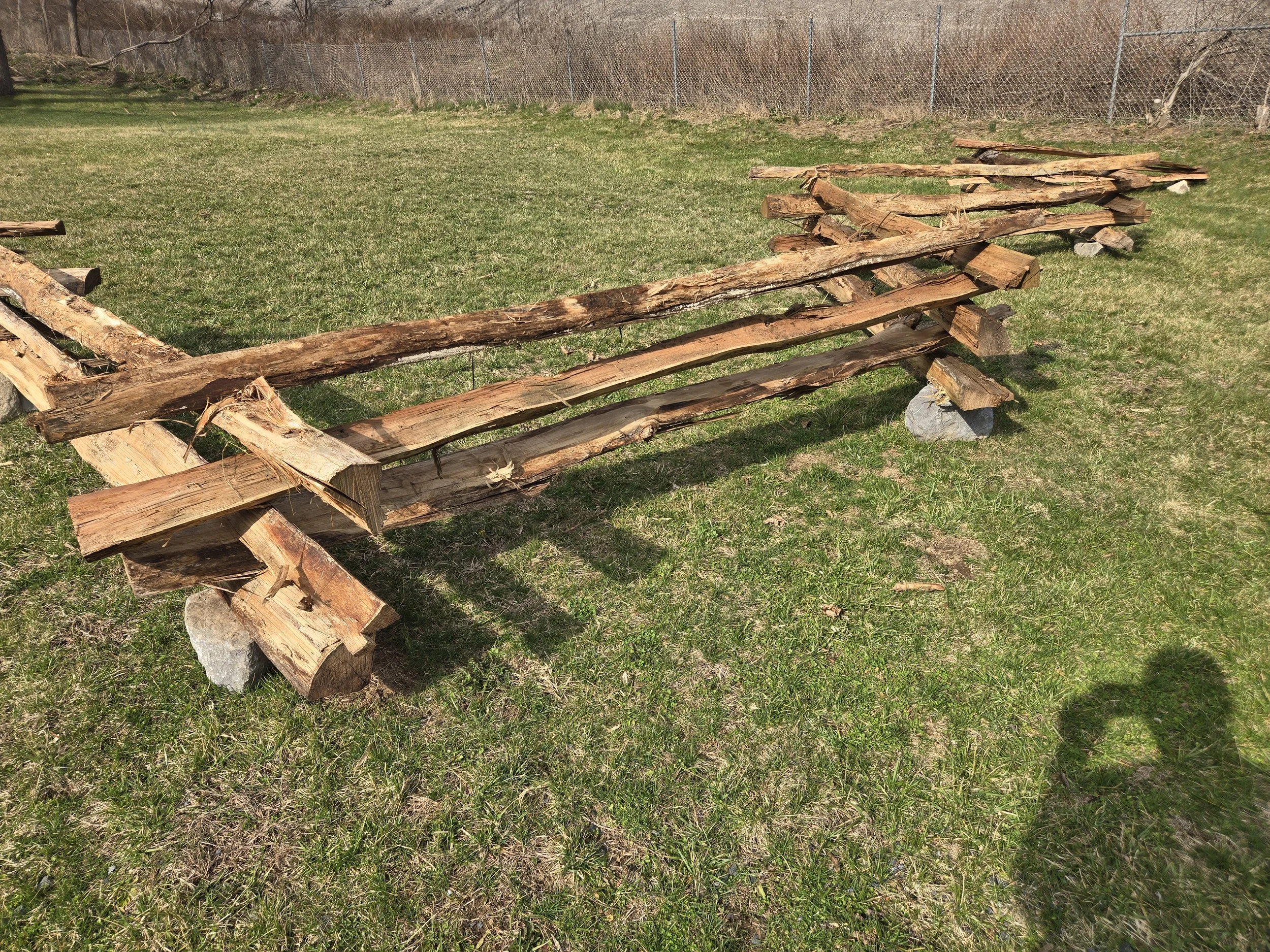 Stacked 1700's style split rail fencing sourced from black locust growing on the property.  Over the next few seasons we will be building this into a full native wildflower feature.

This is the sort of project right up our alley.