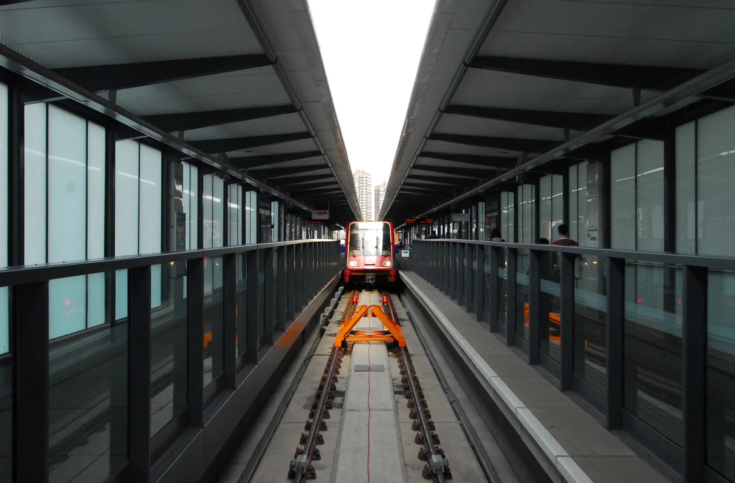 DLR train in Tower Gateway in film about civil engineering produced by Wind & Foster