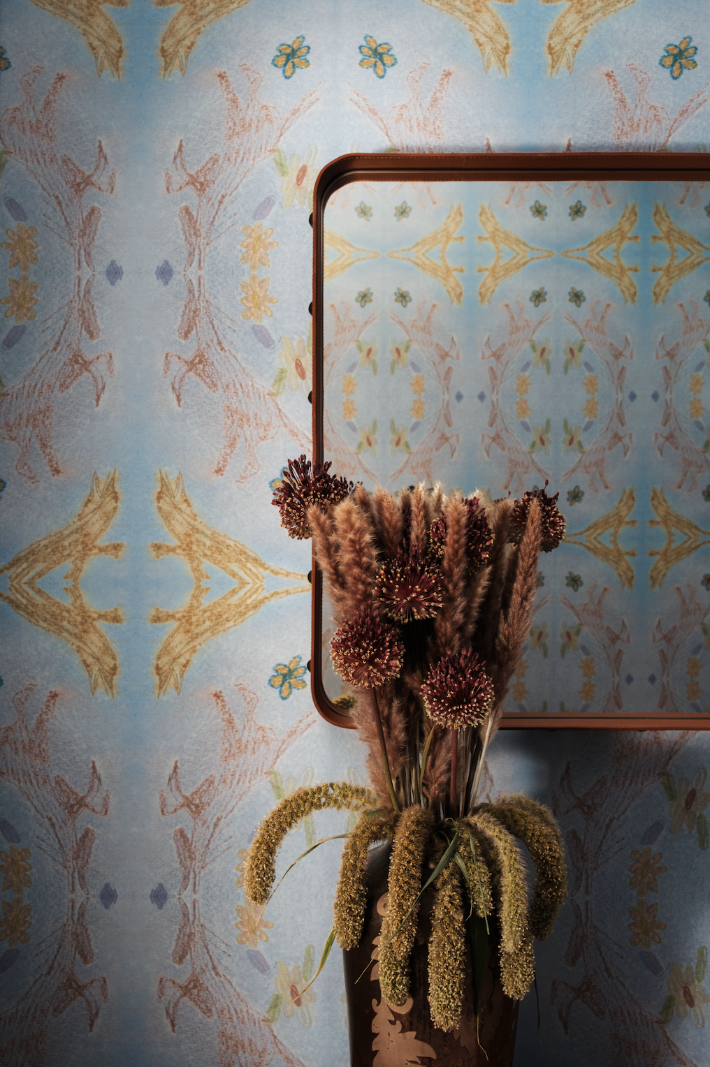Scribbles playful horse wallpaper by Grace Mattingly for Maison Lenoble in a interior.