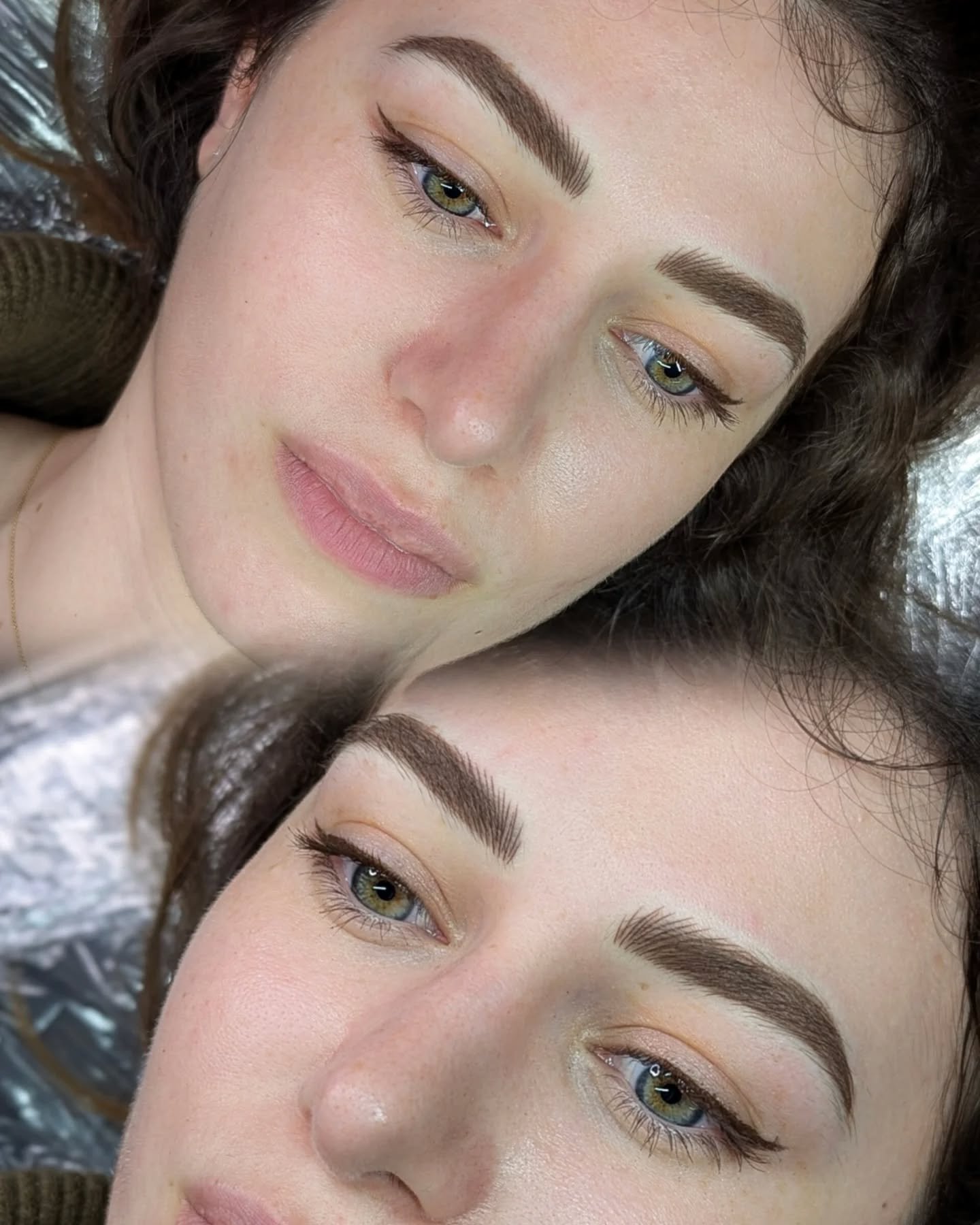 Loveee this soft borderless combo brow refresh for Zoe 💕

Combo brows are where hairstrokes are placed at the start of the brows (near the nose) and then shading is used through the rest of the brow, and blended in, to give a soft or bold result.

A