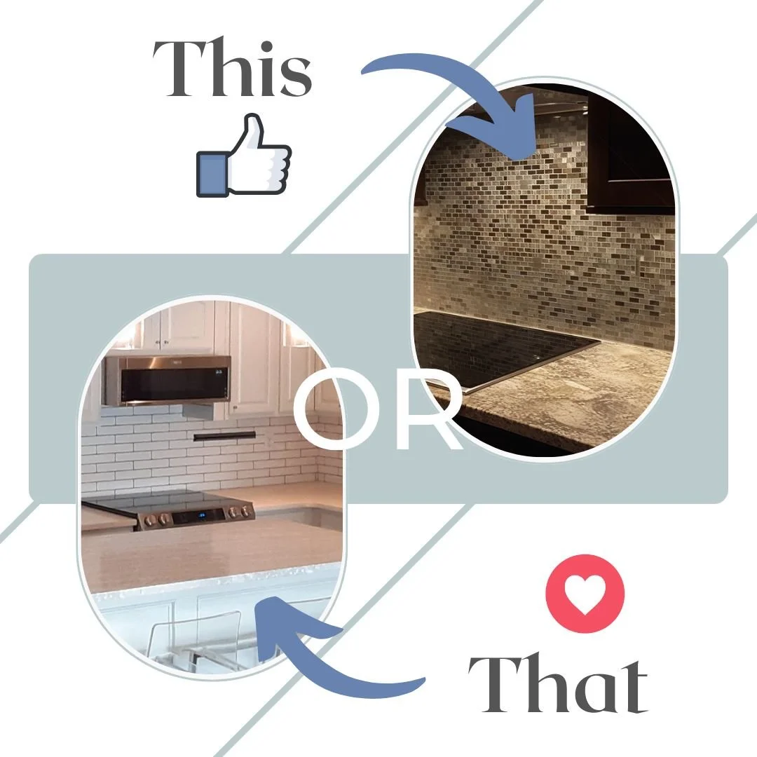 Which backsplash would you choose?

🛠 Peakseeker Remodeling &amp; Repair 🏠
440-879-6221 (cell)
peakseekerremodeling@gmail.com
www.peakseekerremodeling.com

#remodeling #HomeImprovement #homerepair #homedecor #contractor #renovation #handyman #small