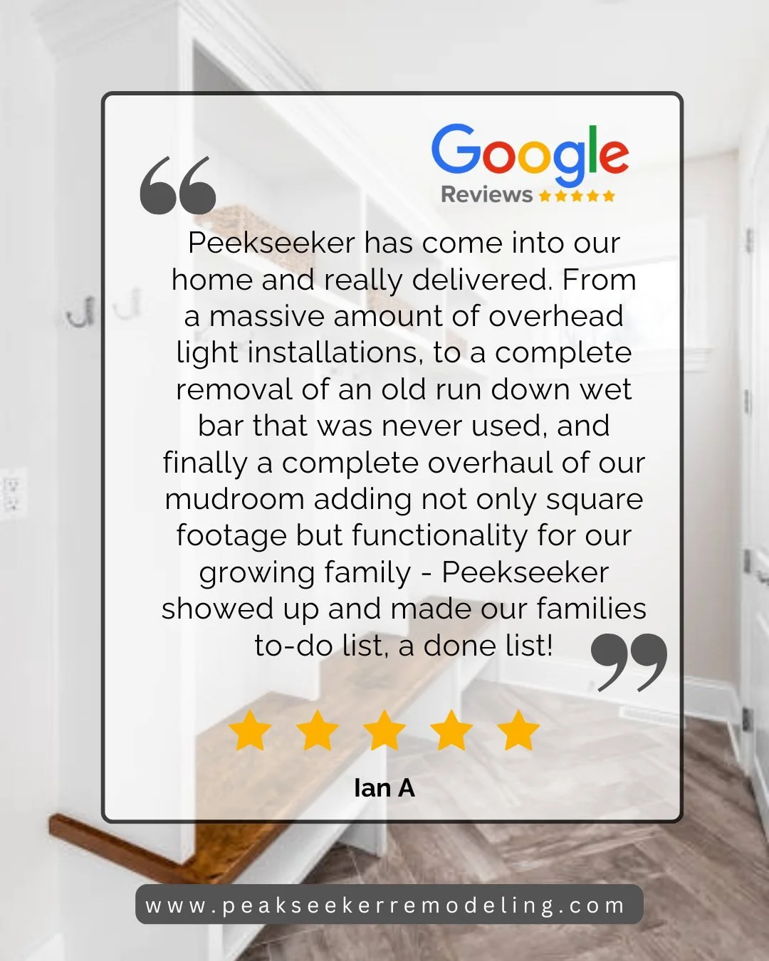 The reviews speak for themselves. ⭐⭐⭐⭐⭐

🛠 Peakseeker Remodeling &amp; Repair 🏠
440-879-6221 (cell) ☎️ - call/text
peakseekerremodeling@gmail.com ⌨️
www.peakseekerremodeling.com 💻