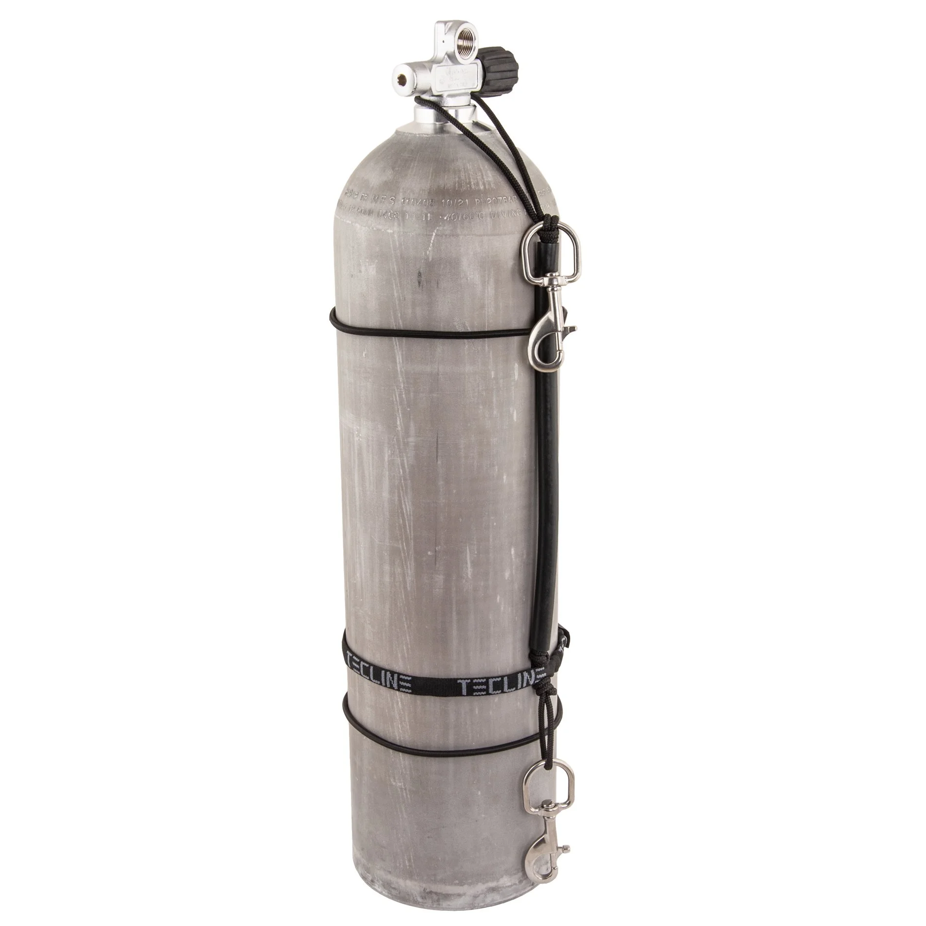 Tecline stage rigging kit fitted to a cylinder with stainless steel bolt snaps