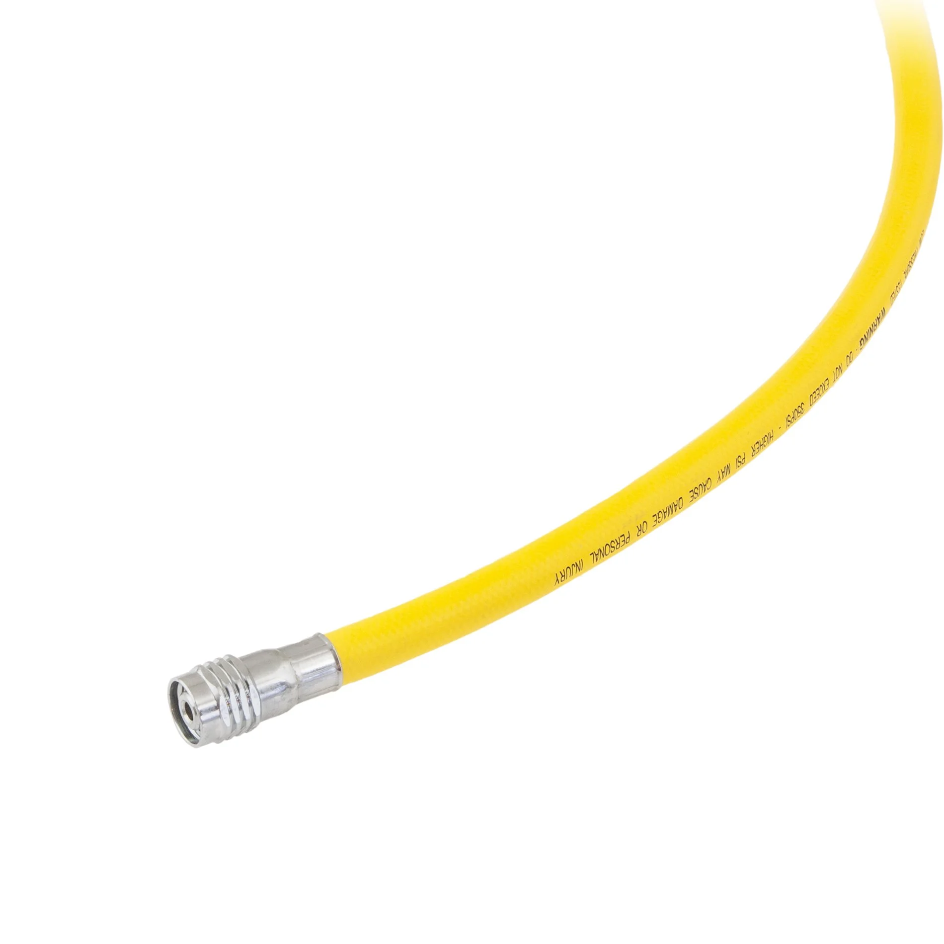 Yellow Tecline rubber regulator hose with smooth covering and silver fitting