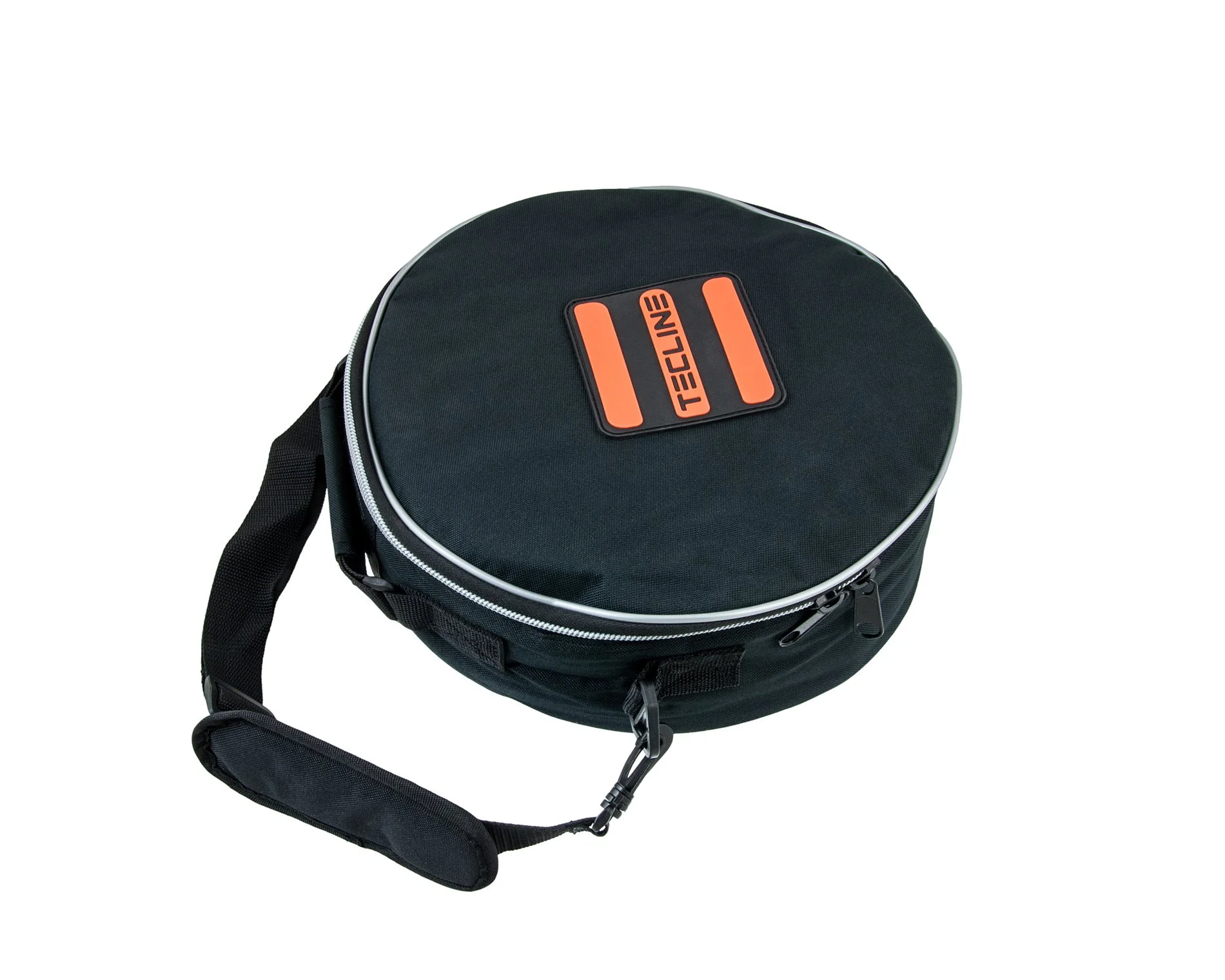 Black oval Tecline regulator bag with shoulder strap and orange Tecline badge