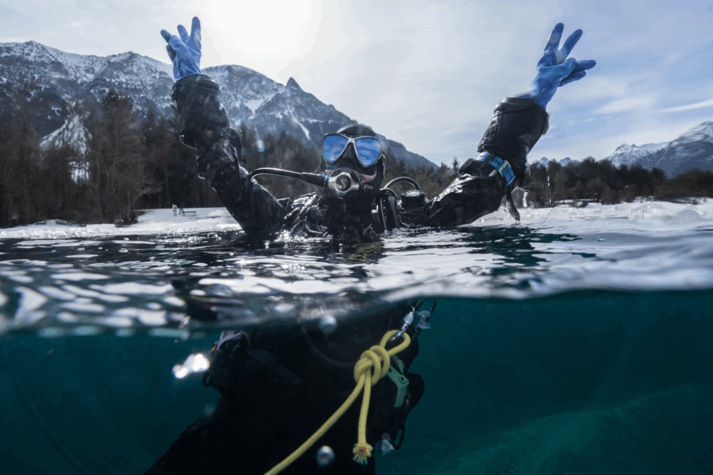 over under expressive cold water diver