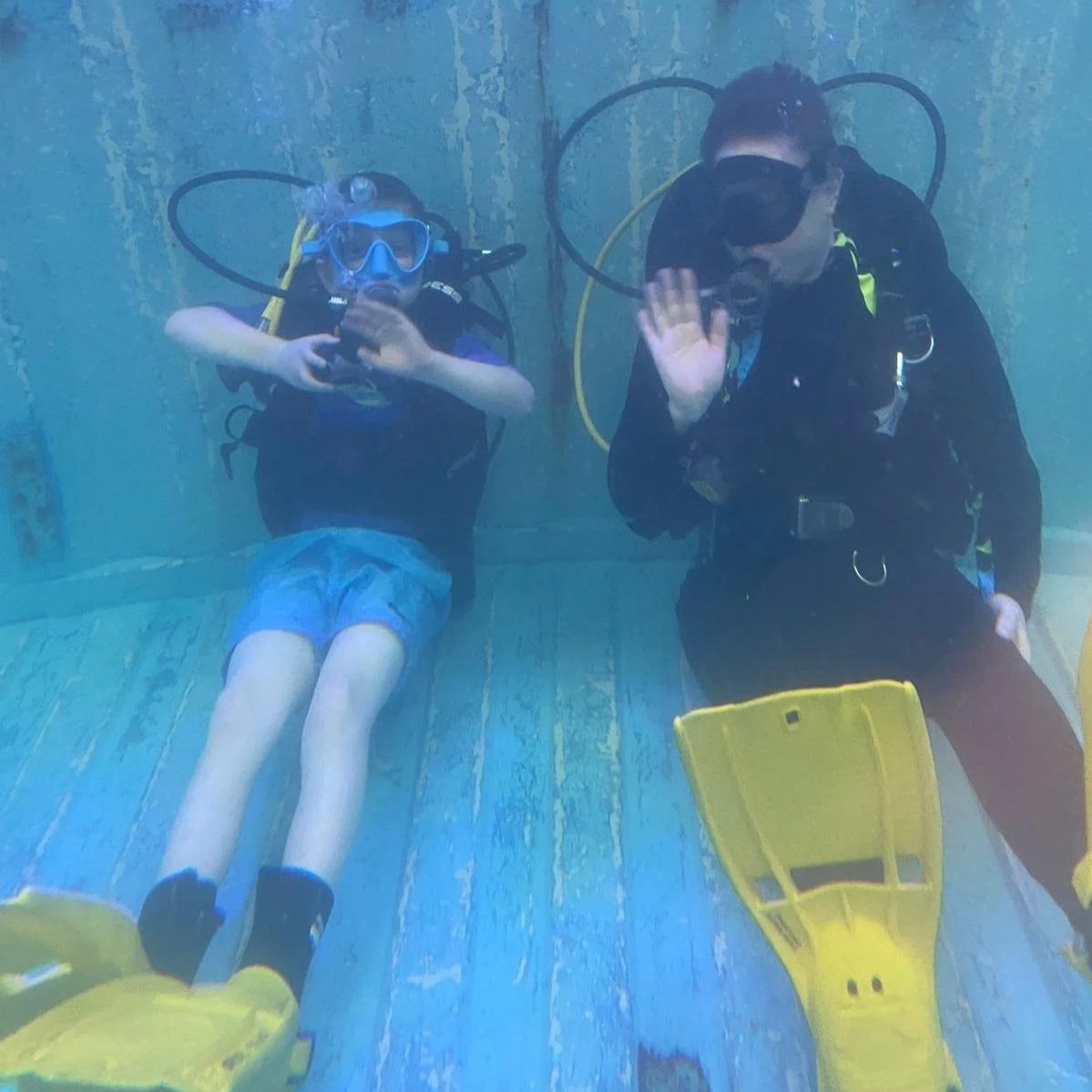 sitting in the pool at Southampton