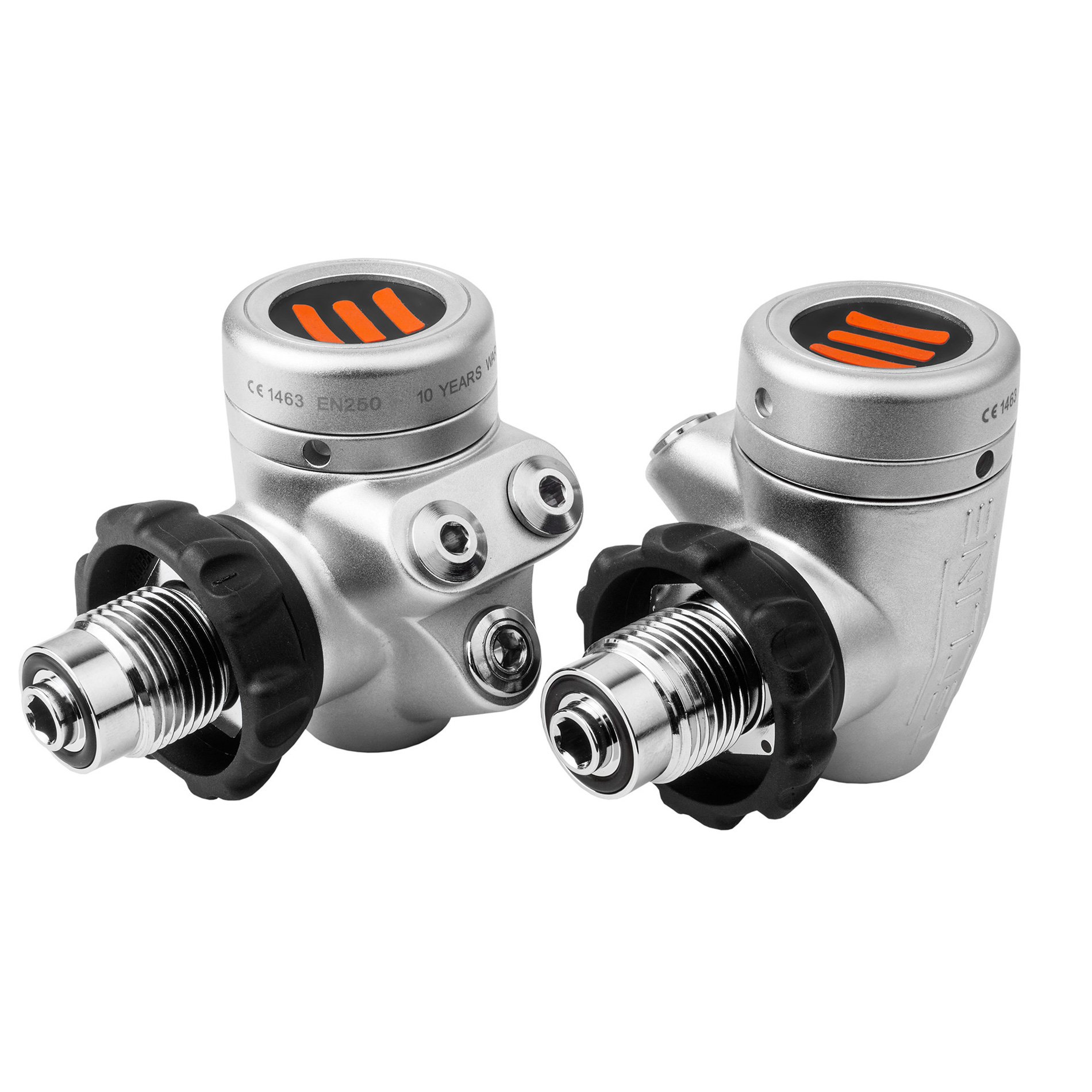 Tecline V2 ICE left and right first-stage regulators for a twin-cylinder setup