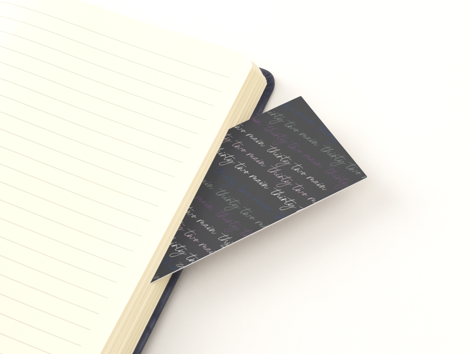 journal with black bookmark sticking out