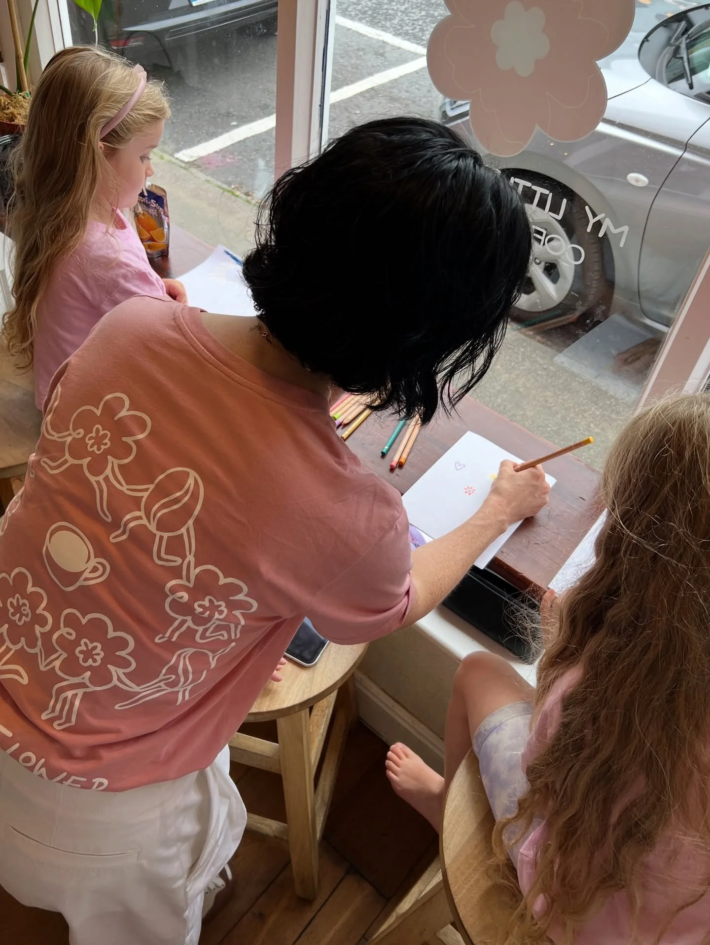 When it came to the design of our new coffee cups, the two girls were given full creative control. The cafe quickly turned into one of the thousands of art projects at home - table covered in crayons and every idea made its way into the conversation.