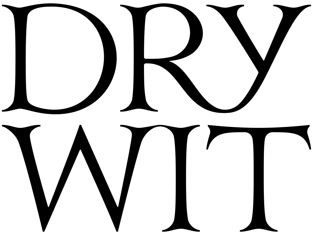 The Dry Wit logo in plain black text on a transparent background.