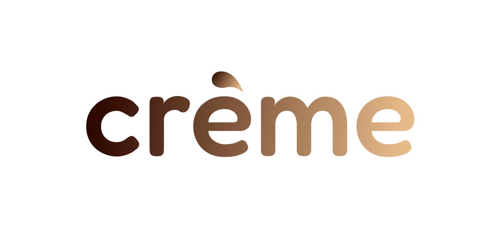 The crème logo with text featuring a slight yellow and black gradient.
