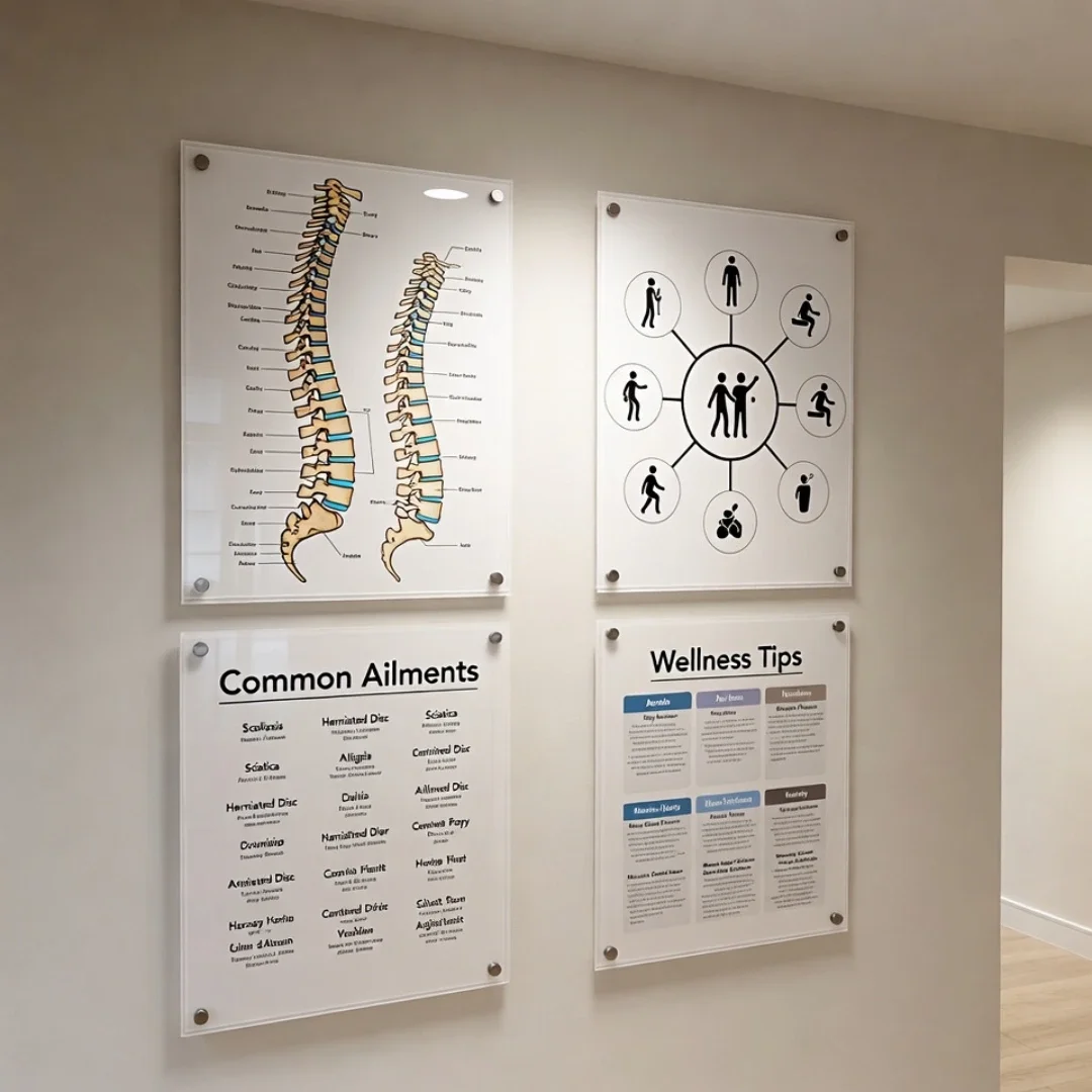 Custom educational display and ADA signage for chiropractic offices in Scottsdale, Arizona