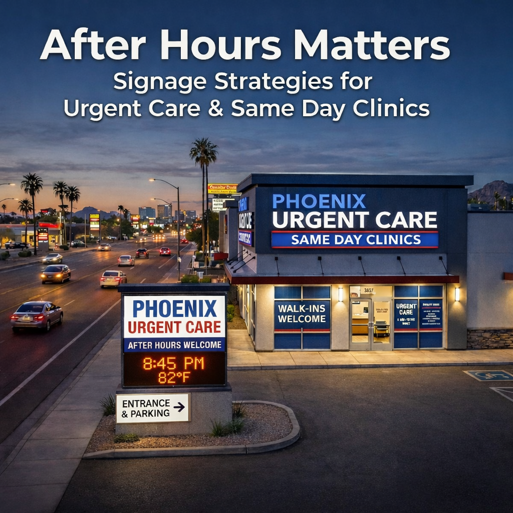 After Hours Matters: Exterior Signage Strategies for Urgent Care and Same Day Clinics in Phoenix and Scottsdale