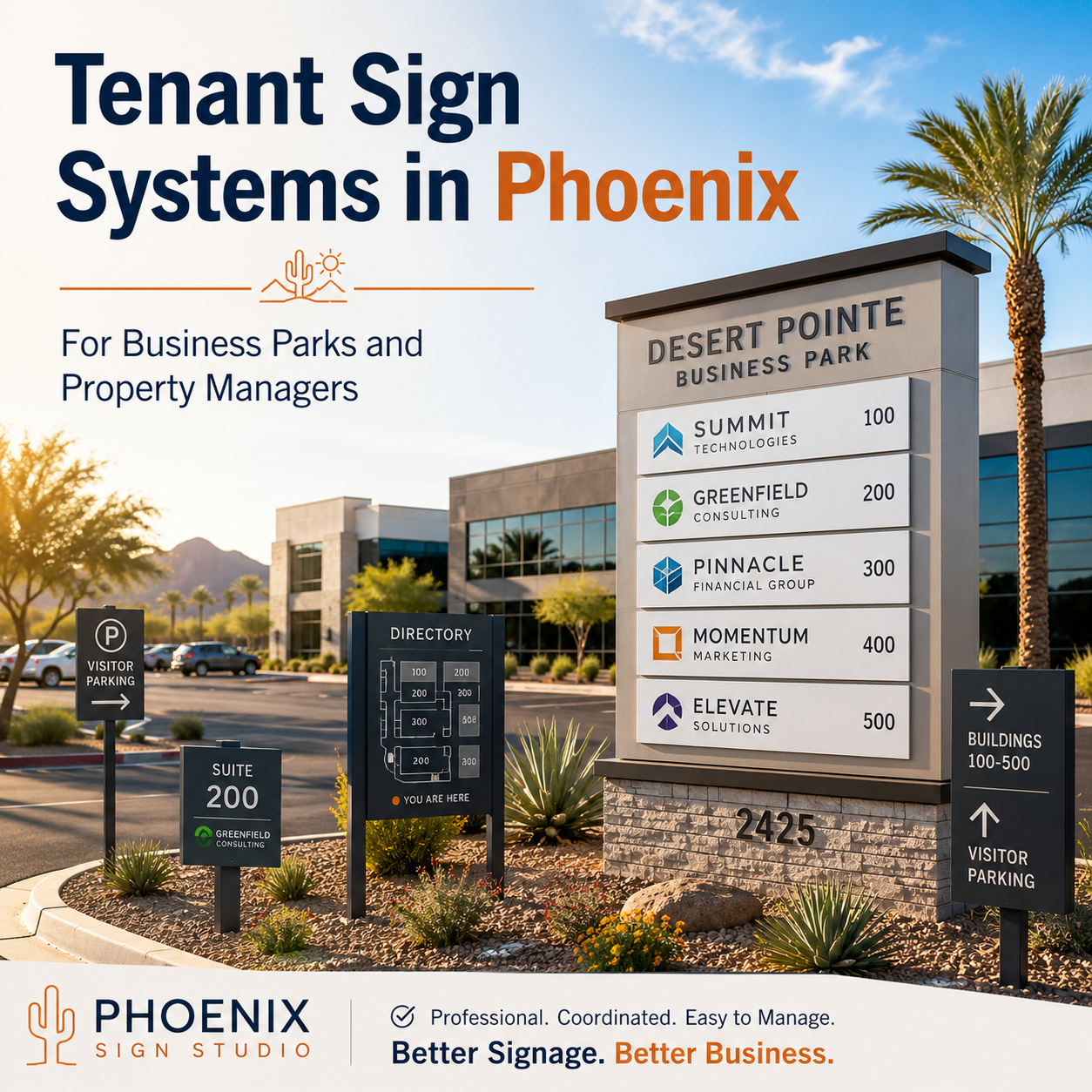 Tenant Sign Systems in Phoenix for Business Parks and Property Managers