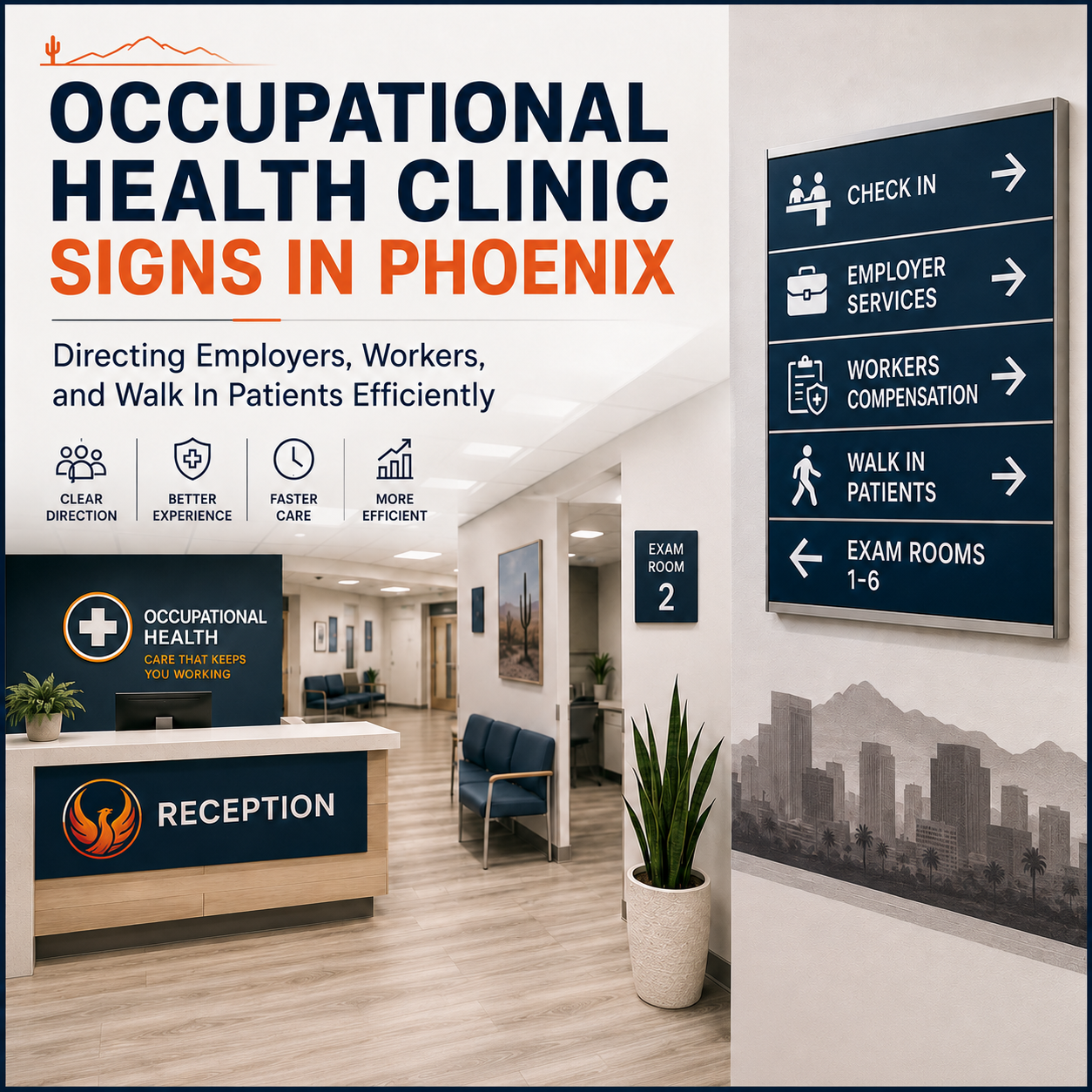 Occupational Health Clinic Signs in Phoenix: Directing Employers, Workers, and Walk In Patients Efficiently