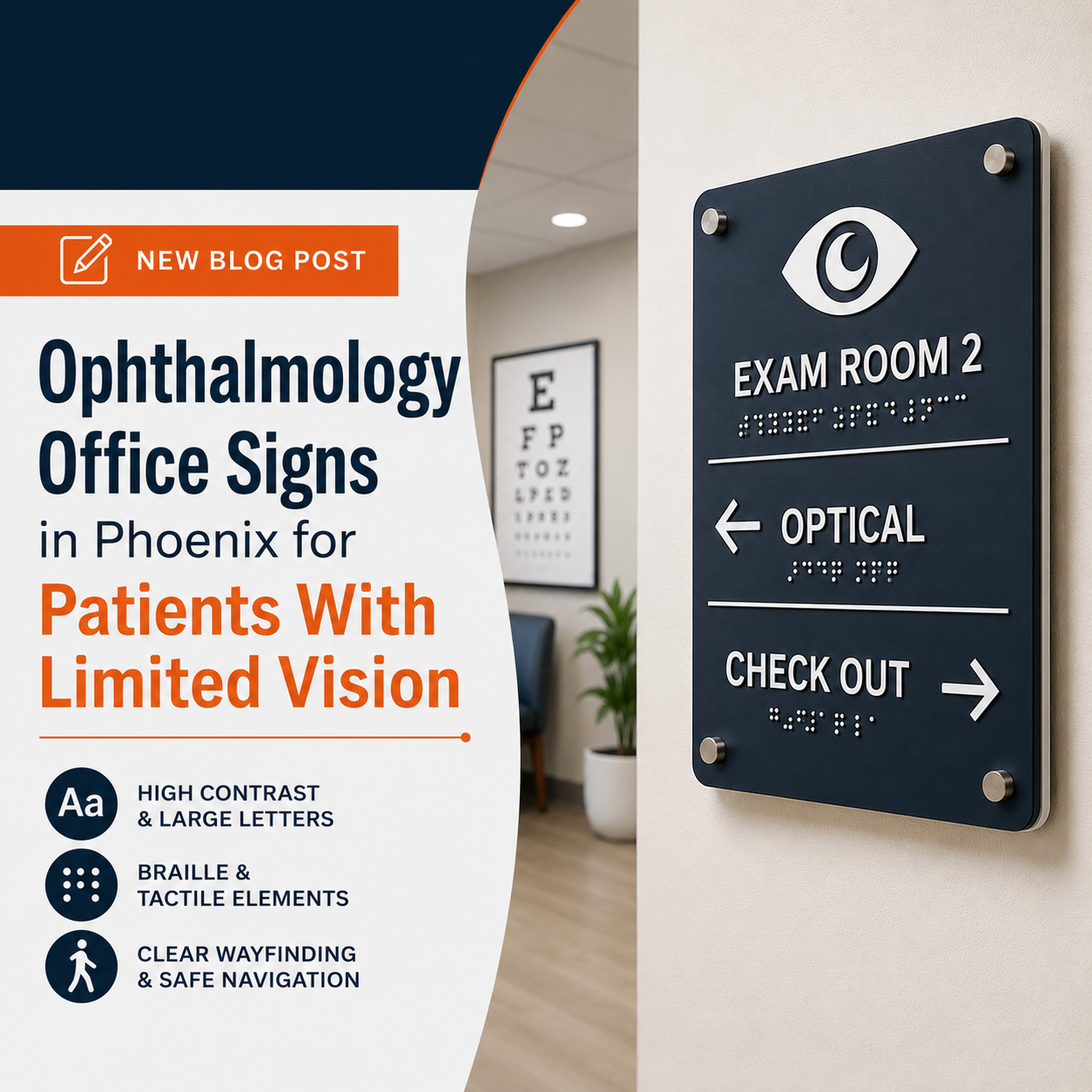 Ophthalmology Office Signs in Phoenix for Patients With Limited Vision