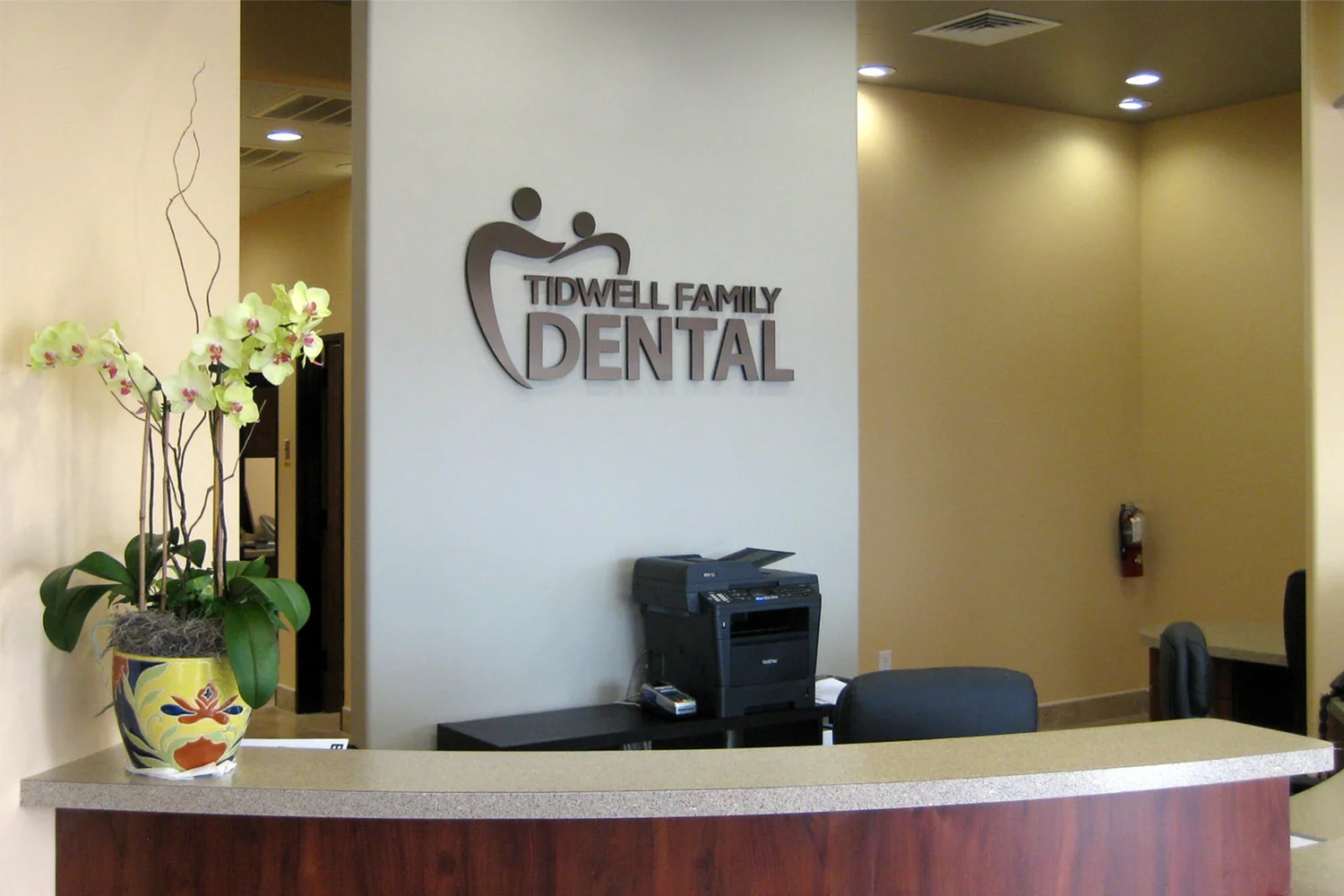 Custom dentist lobby sign and interior signage in Scottsdale, Arizona