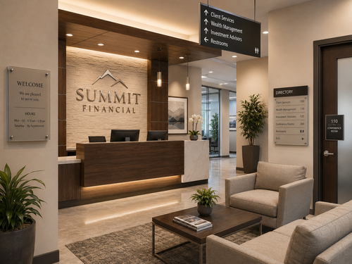 Lobby signs and wall signs by Phoenix Sign Studio