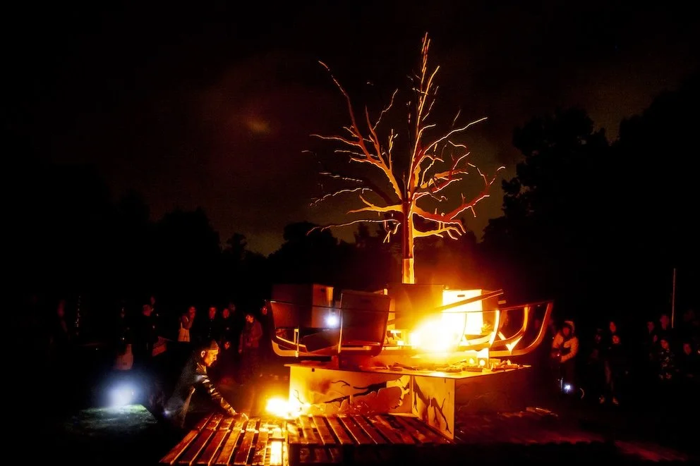 Pyre Parade   (2019) by The Rough Band. Photo by Gillian Allard.