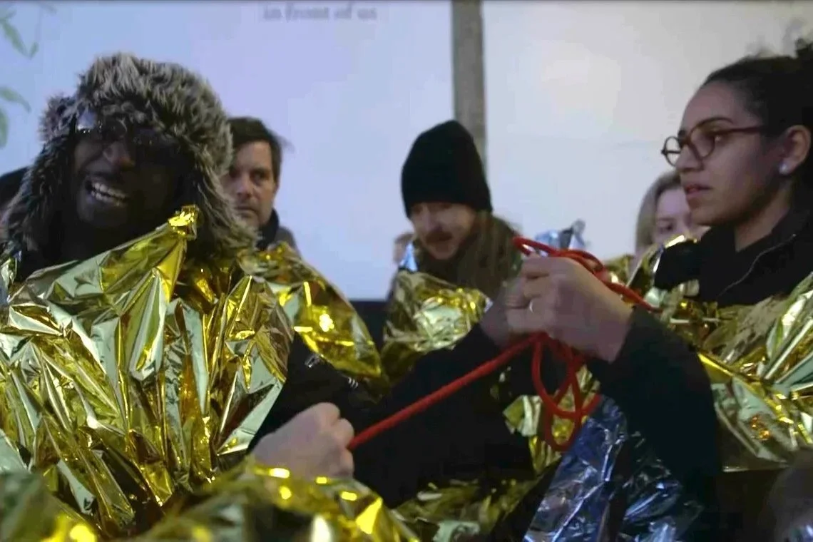   The Pyre Parade      (2018) by The Rough Band. Documentation video still.