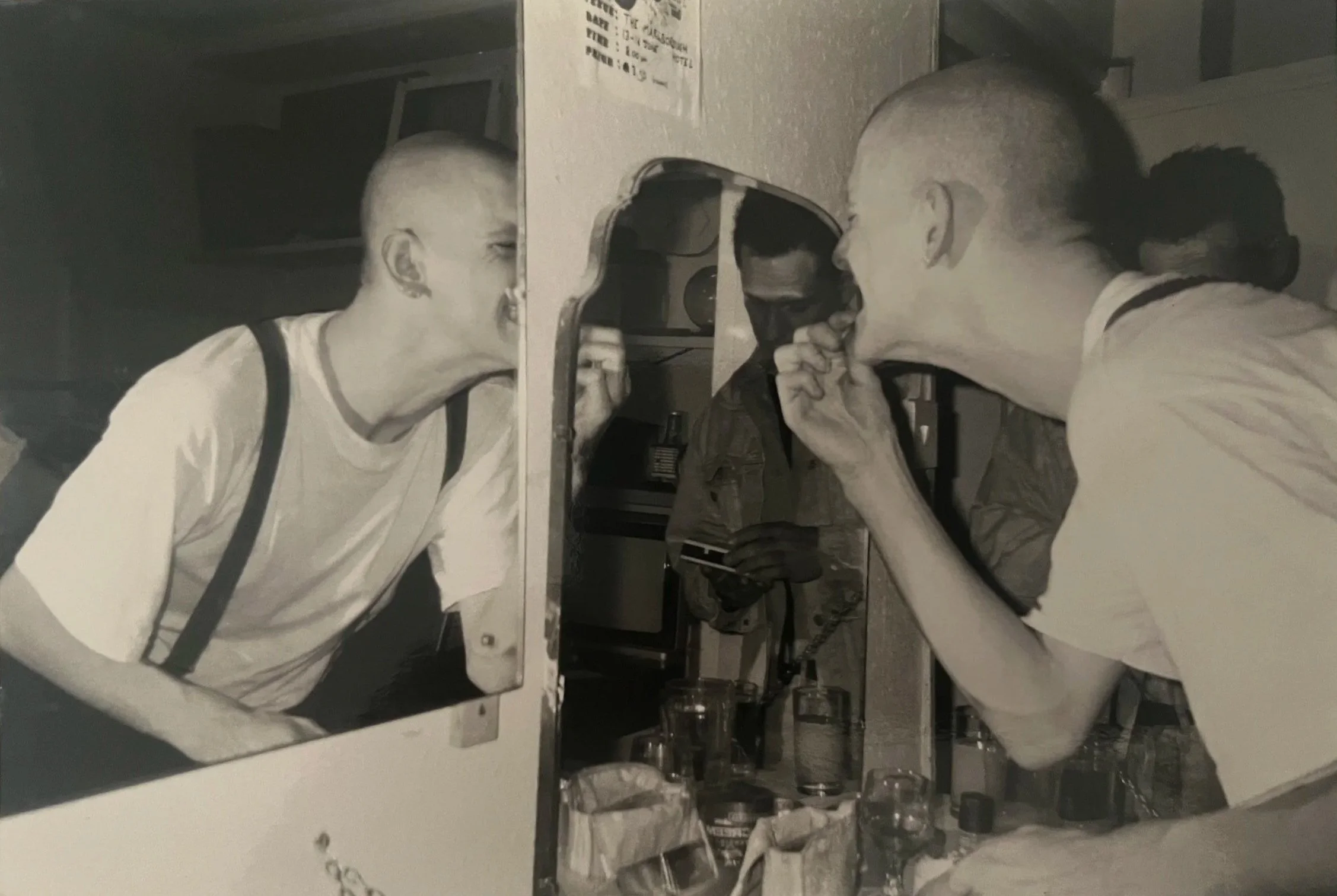 Backstage at the Marlborough preparing for   Lust   (1990). Photo by Rod Evans.
